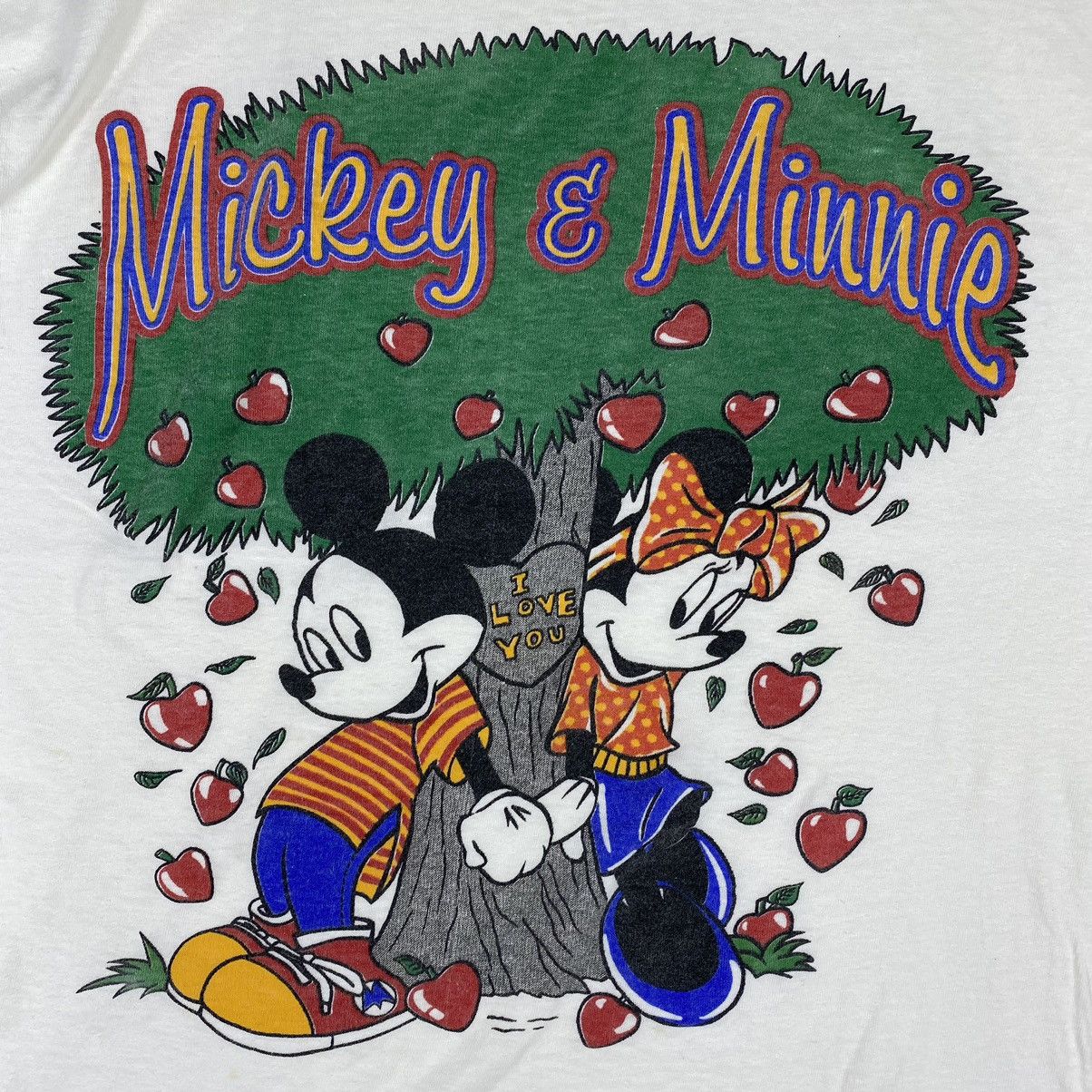 Mickey Mouse × Vintage Vintage 80's MICKEY & MINNIE I Love You Cartoon Graphic Tee Size US L / EU 52-54 / 3 - 3 Thumbnail