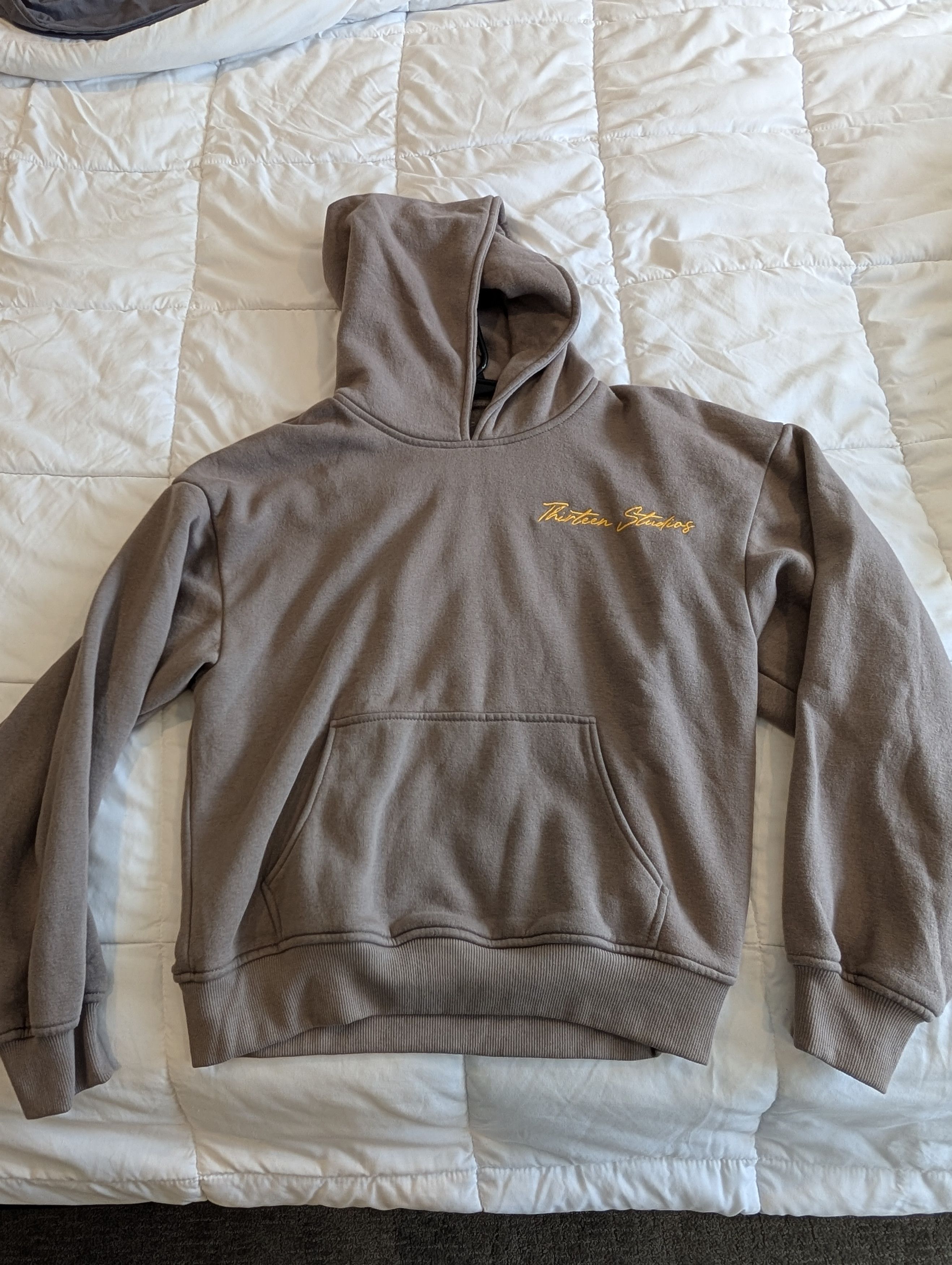 Thirteen Studios Fleece single-layer hoodie - brownish gray w/yellow logo Size US L / EU 52-54 / 3 - 1 Thumbnail
