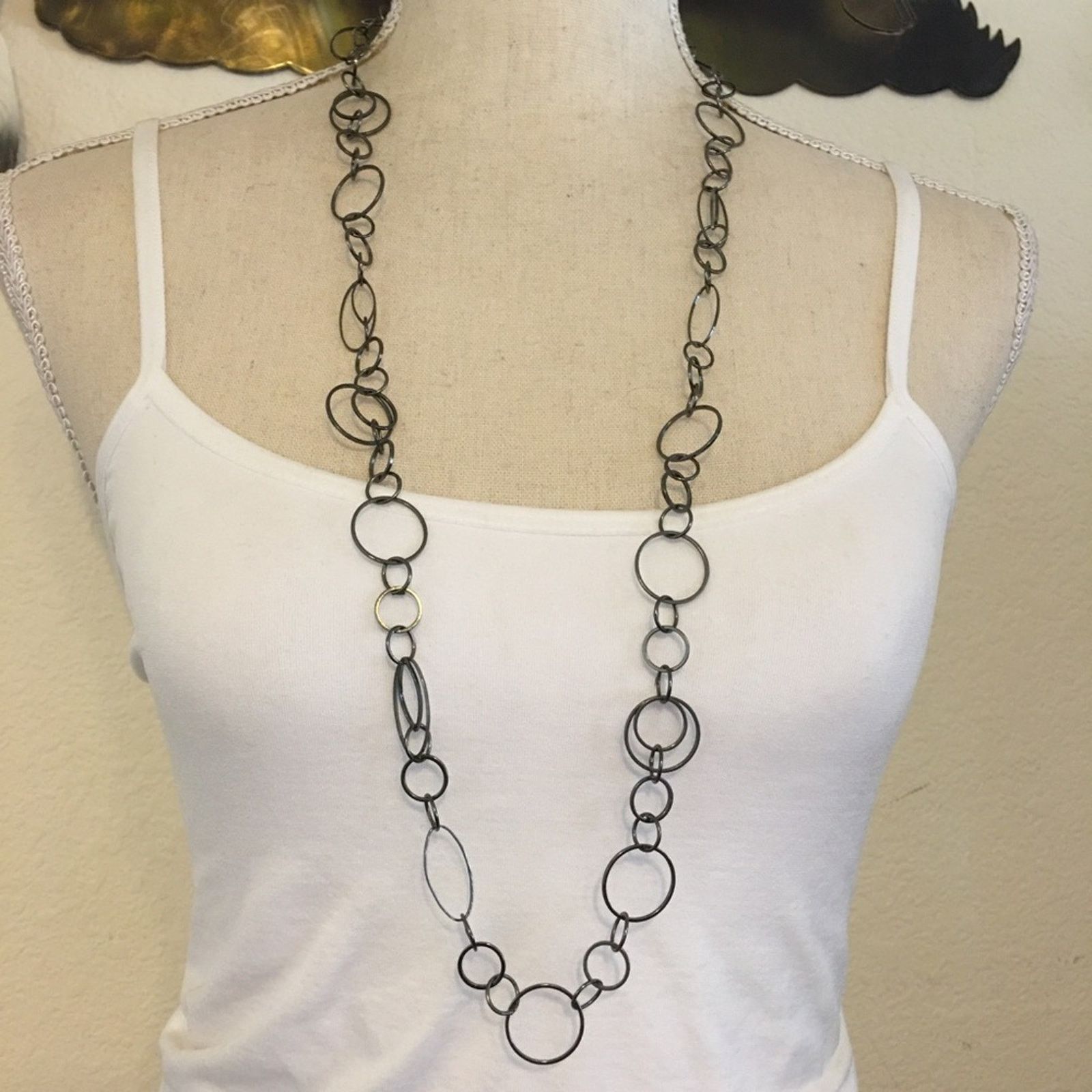 Jewelry NY&Co dark chrome chain link long necklace Size ONE SIZE - 1 Thumbnail