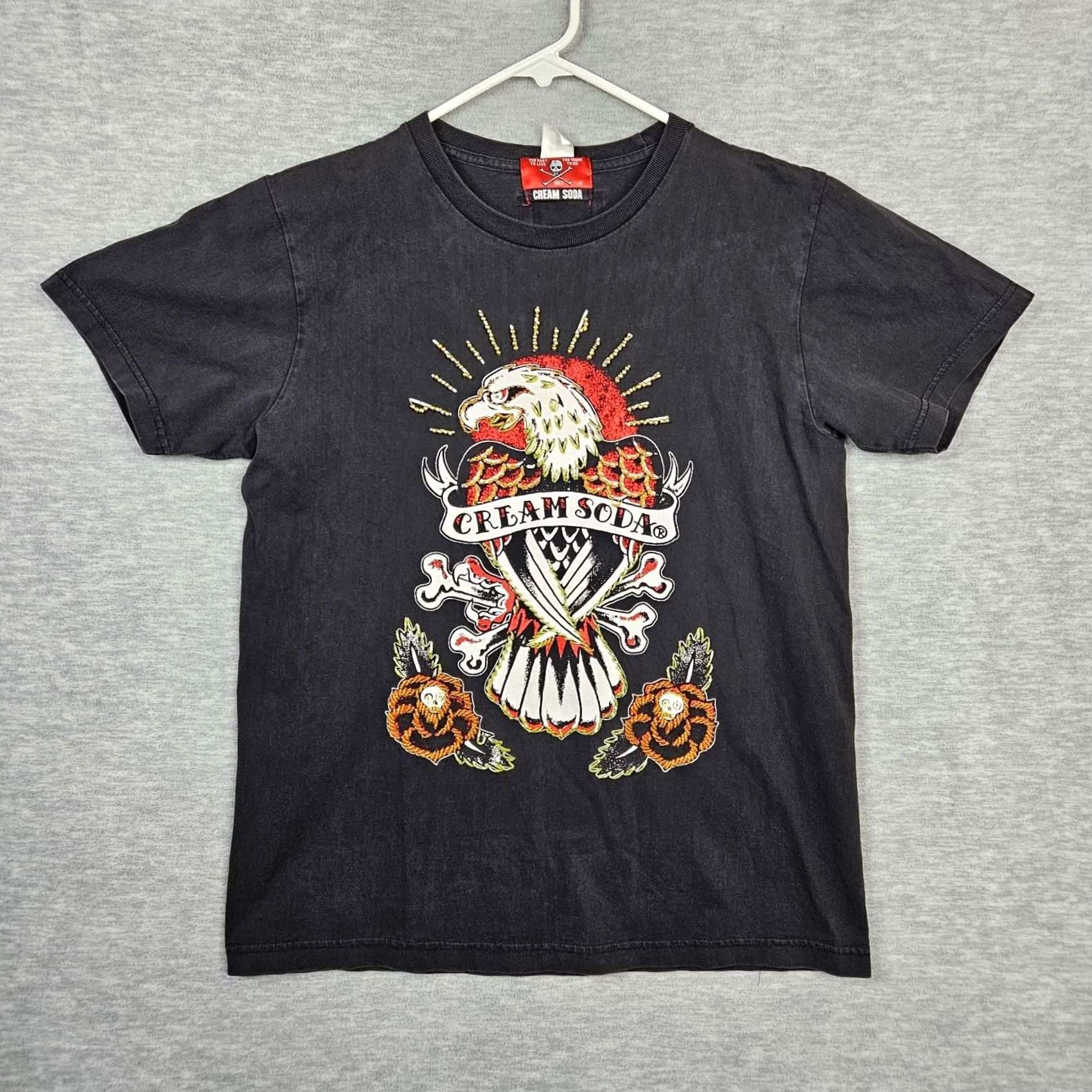 Vintage Cream Soda Tee Unisex Adult T-Shirt Size M Black Embroidered Short Sleeve Vintage: No Size M / US 6-8 / IT 42-44 - 2 Thumbnail
