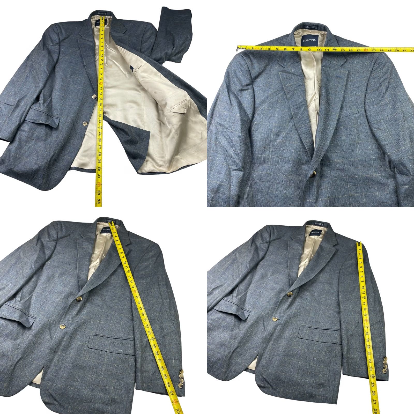 Nautica Nautica Men's Blazer 2-Button Single-Breasted Wool Plaid Navy Blue/Beige/Brown 42R Mens Size 42R - 8 Thumbnail