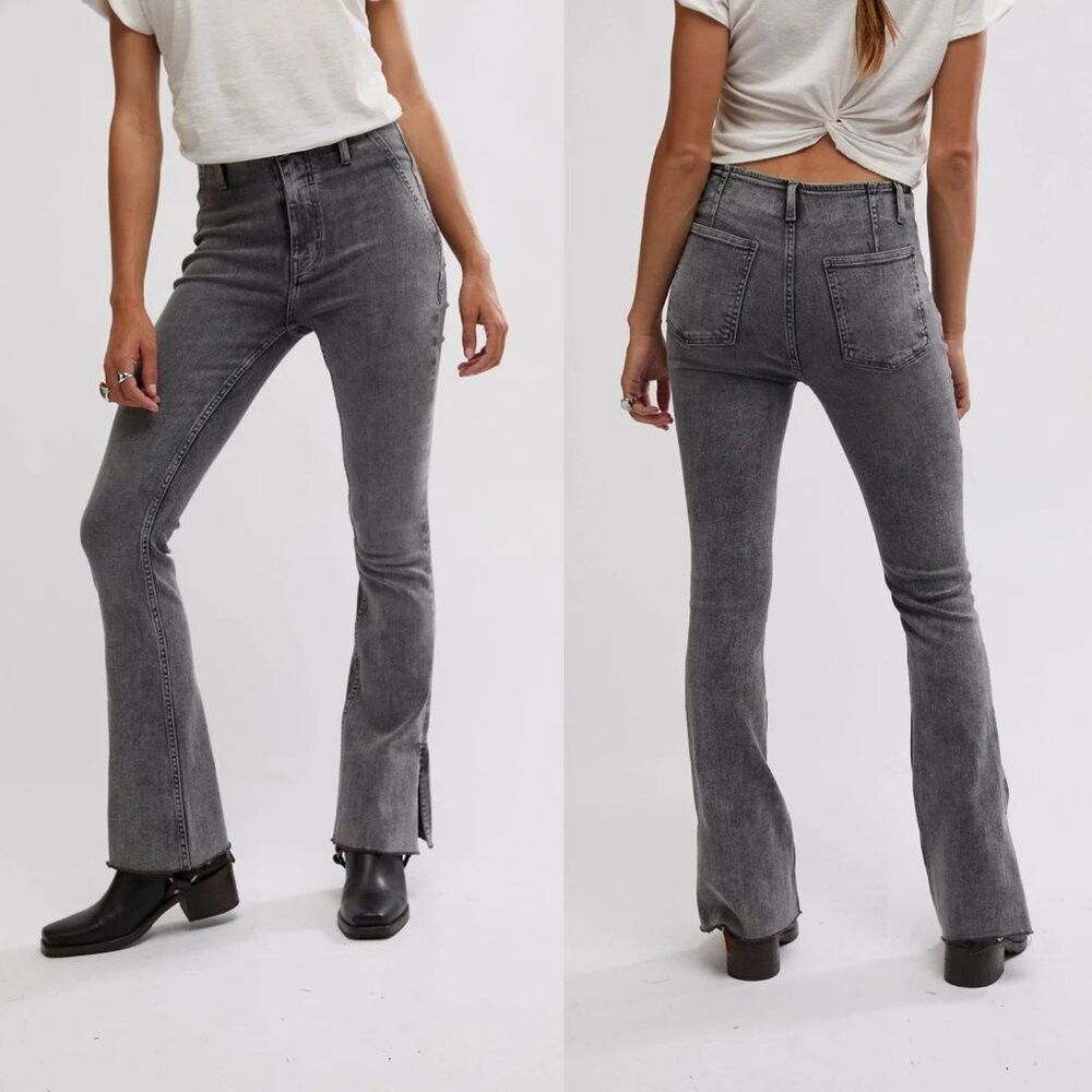 Free People NWT New Free People Level Up Slit Bootcut Jeans In Ridge Gr Size 31" - 1 Thumbnail