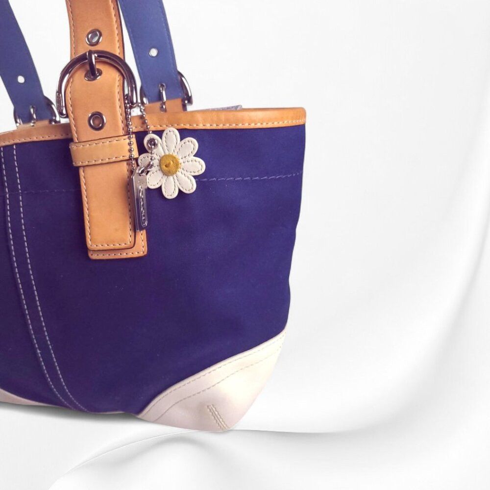 Coach Vintage COACH Soho Twill Tote Navy/marine vachetta leather Size ONE SIZE - 2 Thumbnail