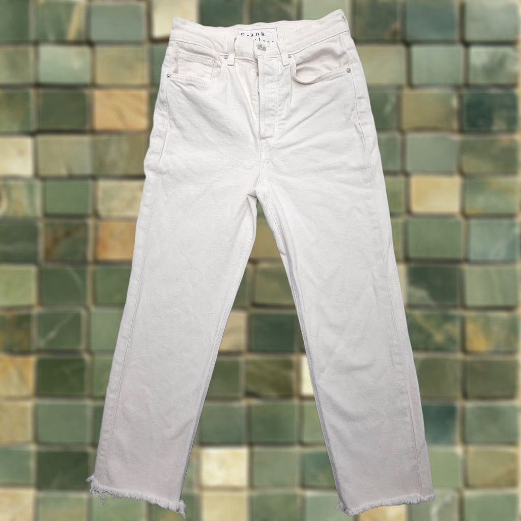 Frank & Eileen Frank & Eileen Monaghan Jeans 27 White High Rise Button Fly Jeans Womens Regular 27 in Cotton Denim Solid White Vintage City USA Size 27" / US 4 / IT 40 - 1 Thumbnail