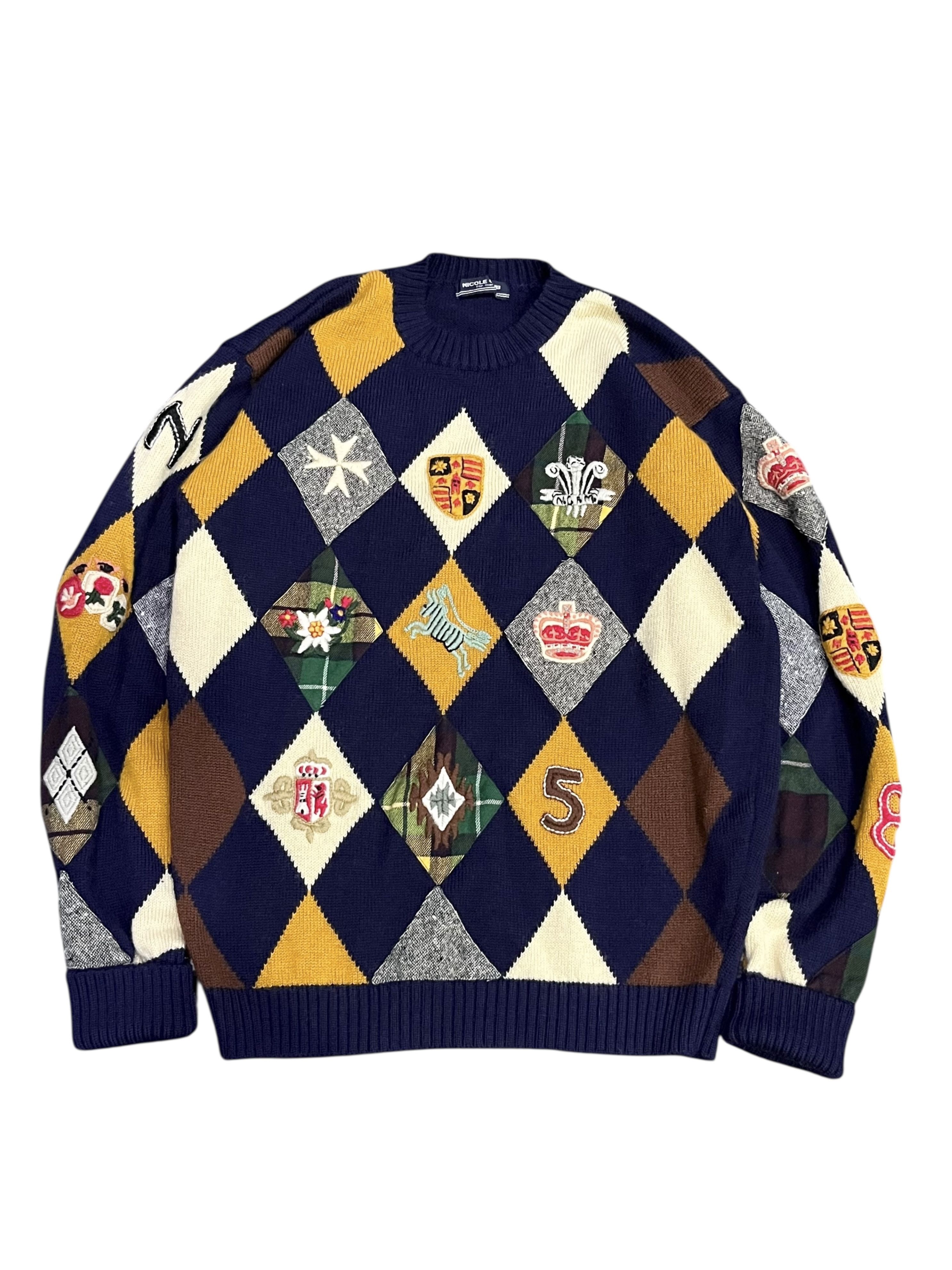 Nicole Club Vtg NICOLE CLUB Multicolor Embroidery Patchwork Wool Sweater Size US M / EU 48-50 / 2 - 1 Thumbnail