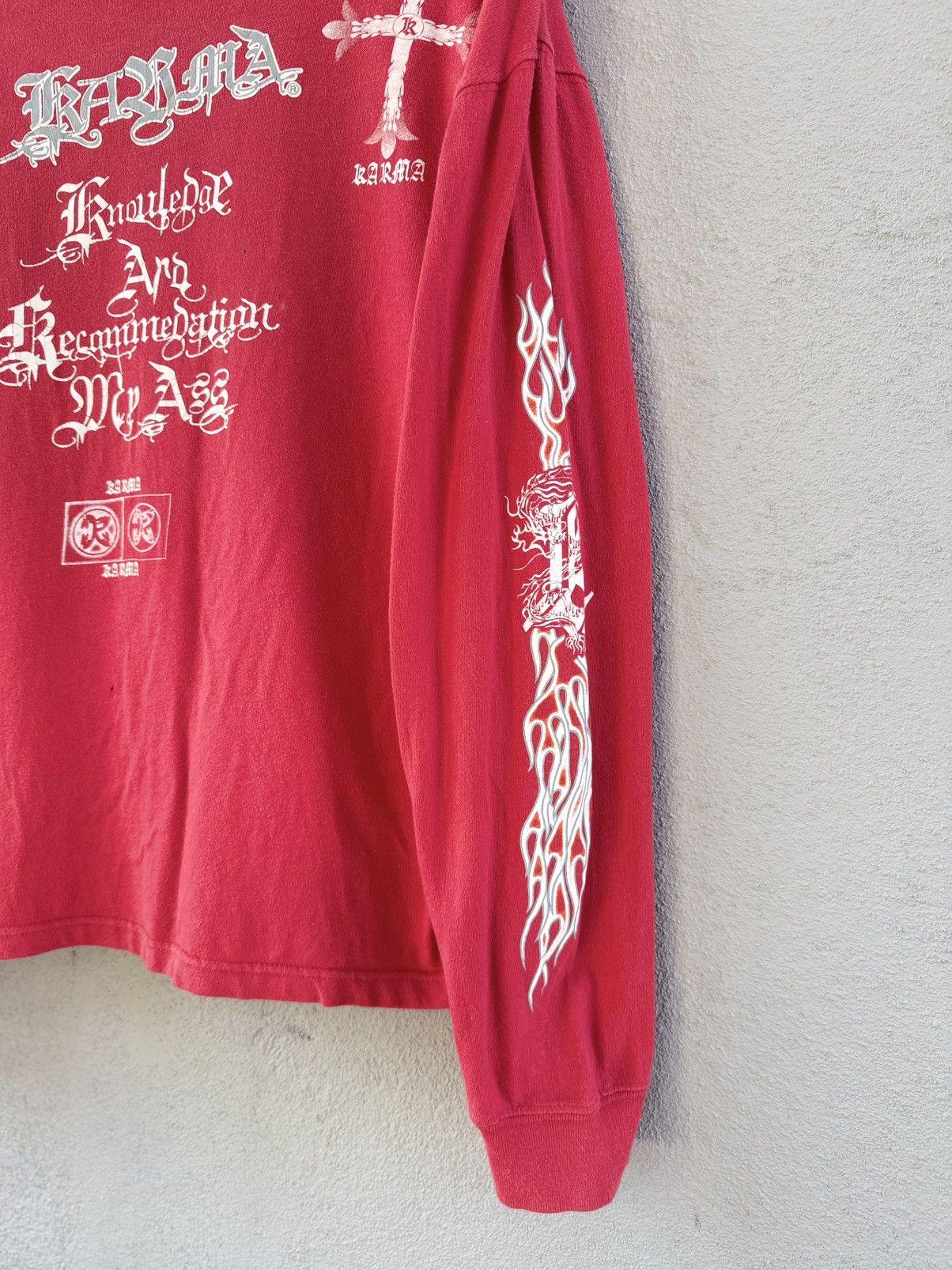 West Coast Choppers Thrashed Vintage Karma Flame Japan Streetwear LS Faded Tee Size US L / EU 52-54 / 3 - 6 Thumbnail