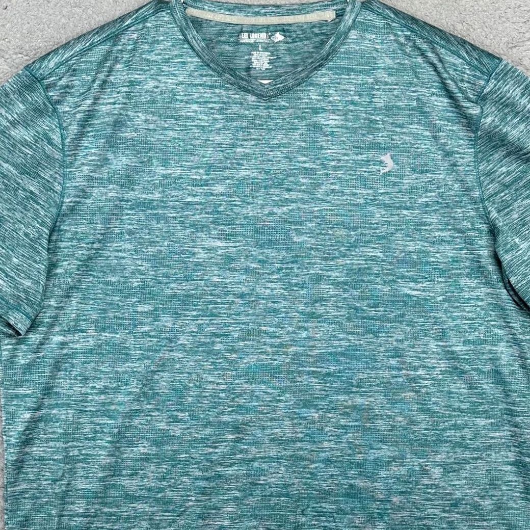 Vintage Reel Legends Shirt Adult Large Teal Heather Performance Fishing V-Neck Tee Mens Size US L / EU 52-54 / 3 - 2 Thumbnail