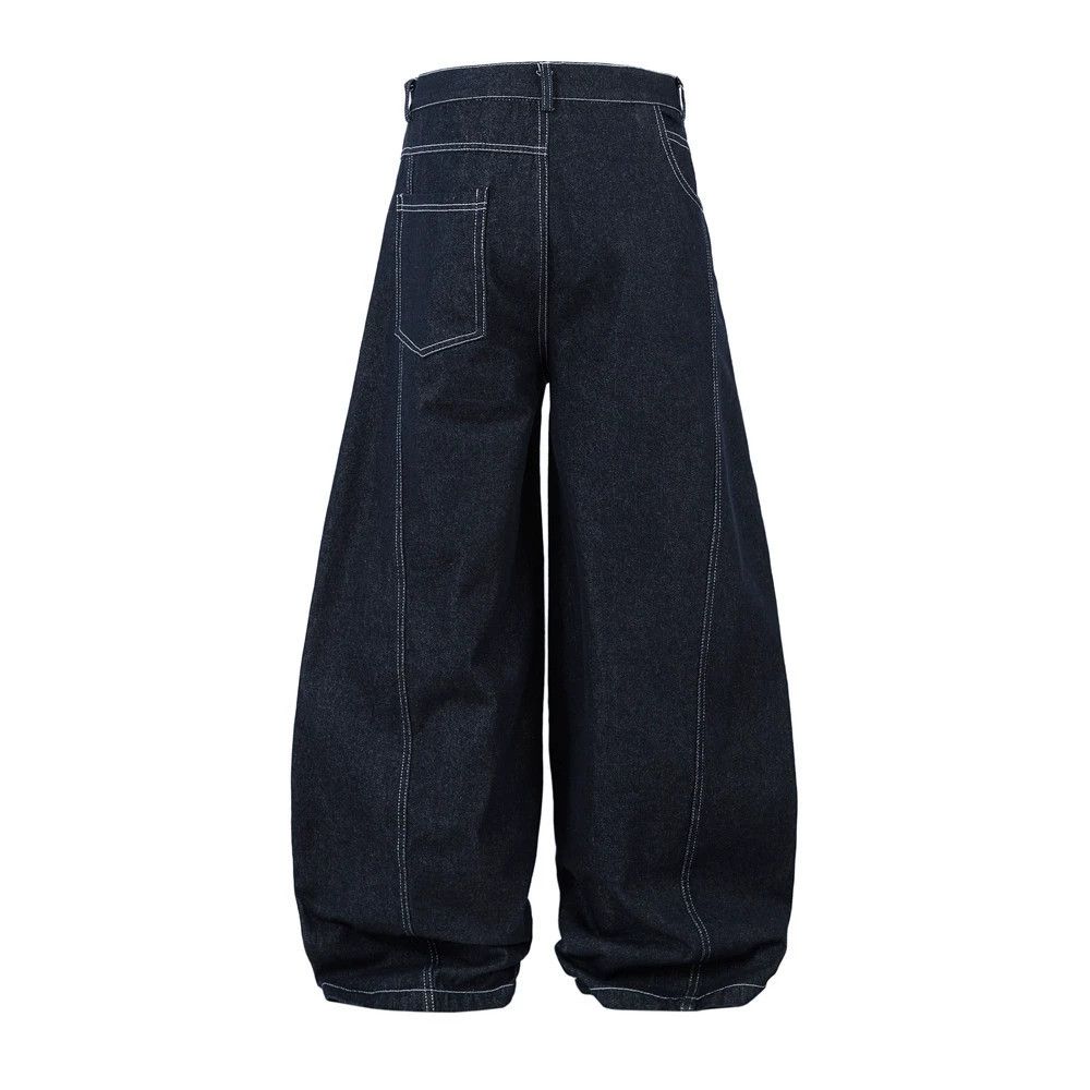 Jean Men's trendy irregular stitching wide-leg scimitar jeans Size US 32 / EU 48 - 2 Thumbnail