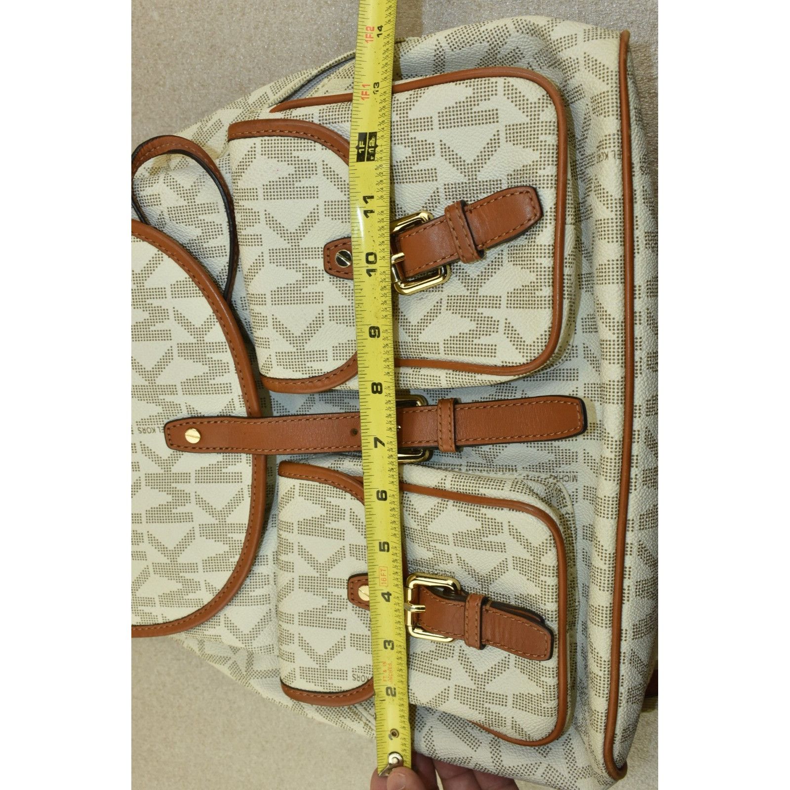 Michael Kors Michael Michael Kors Monogram Drawstrings Backpack Beige/Bro Size ONE SIZE - 20 Thumbnail
