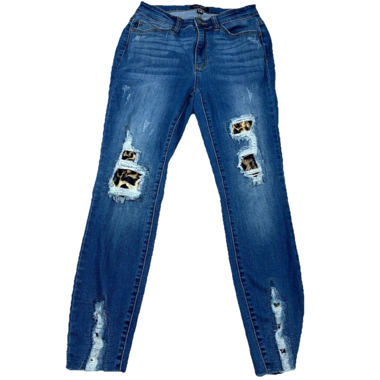Vintage Judy Blue Jeans Women 28 Skinny Mid Rise Dark Wash Distressed 5-Pocket Denim A07 Size 28" / US 6 / IT 42 - 2 Thumbnail