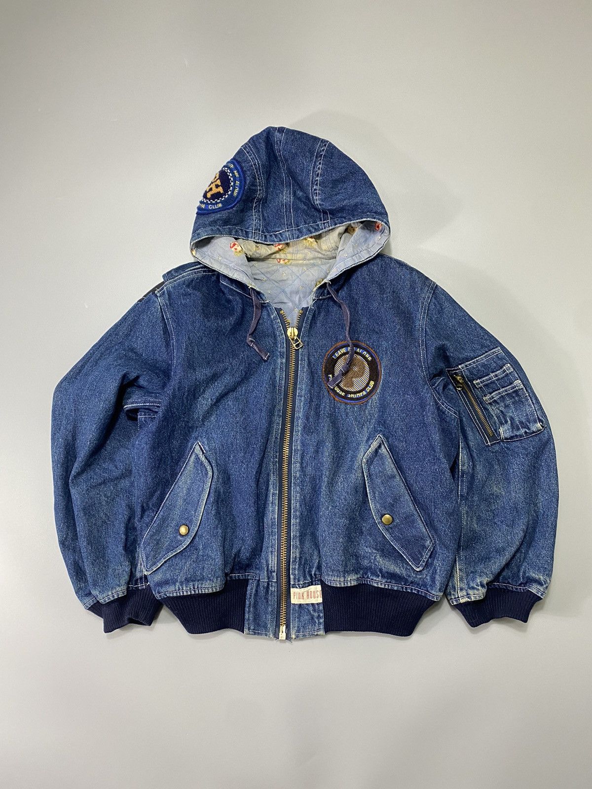 image of Pink House 1980S Archive Denim Bomber Jacket, Men's (Size Medium)