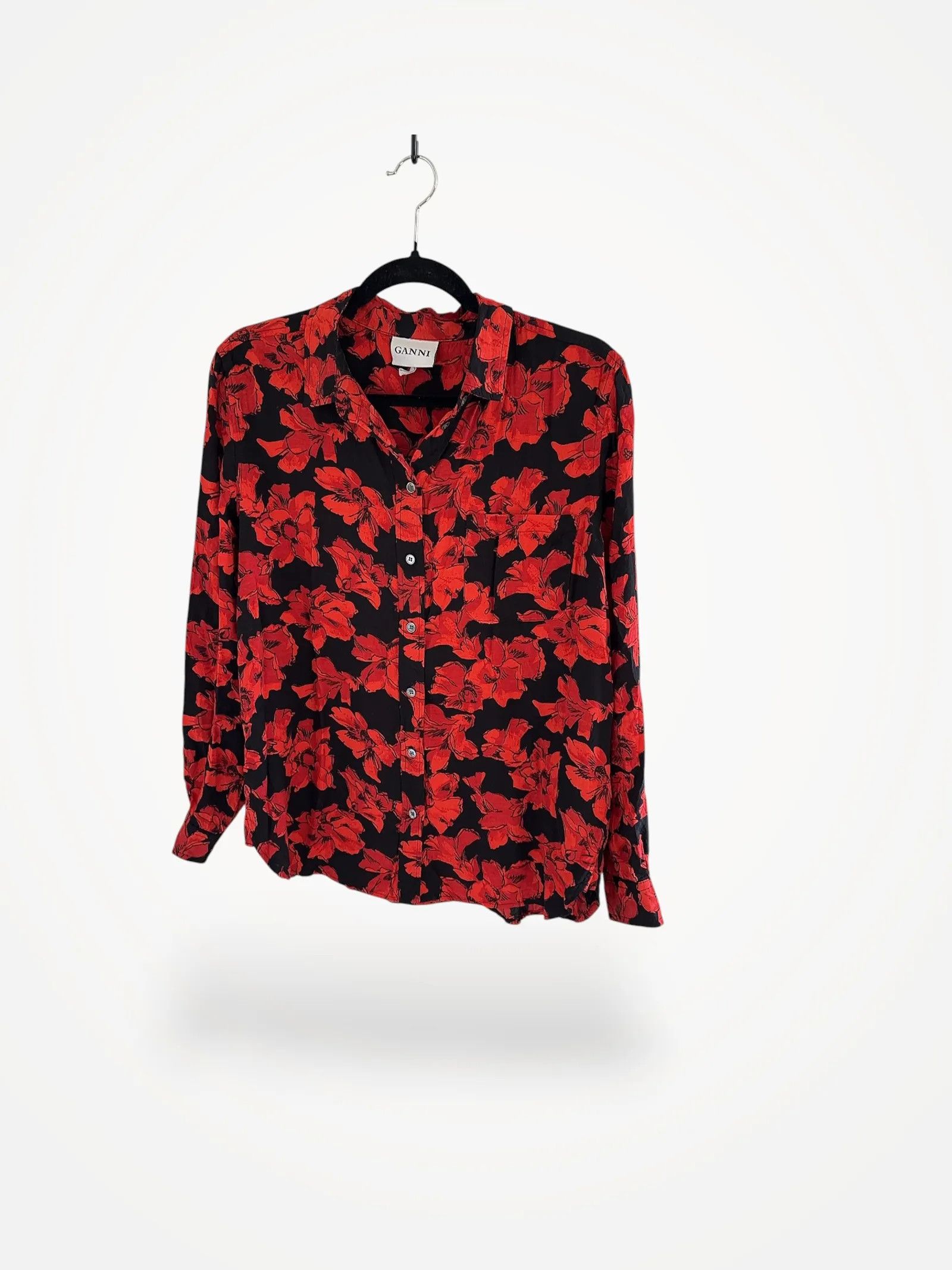 Ganni Ganni 1524 Coney Island Crepe blouse Blouse Size L / US 10 / IT 46 - 1 Thumbnail