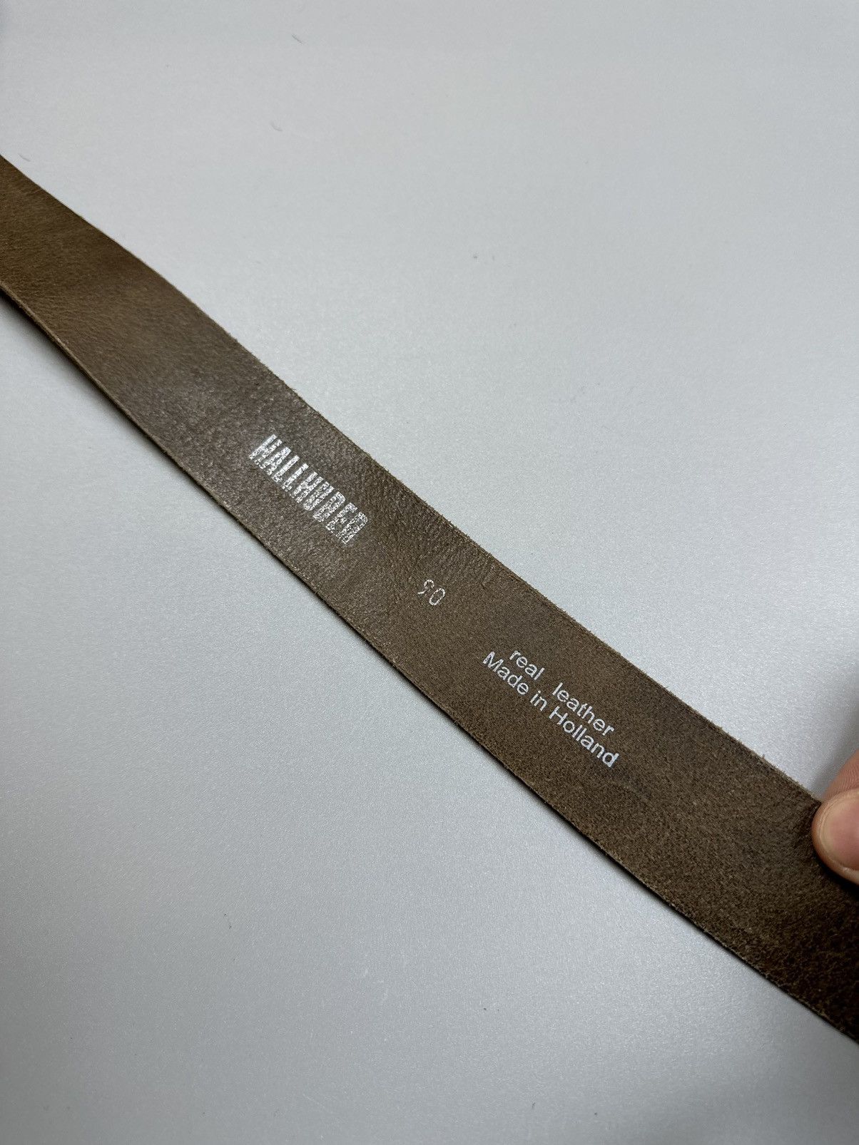 Leather × Vintage Vintage Leather Brown Belt with Big Steal buckle Hallhuber Size ONE SIZE - 4 Thumbnail