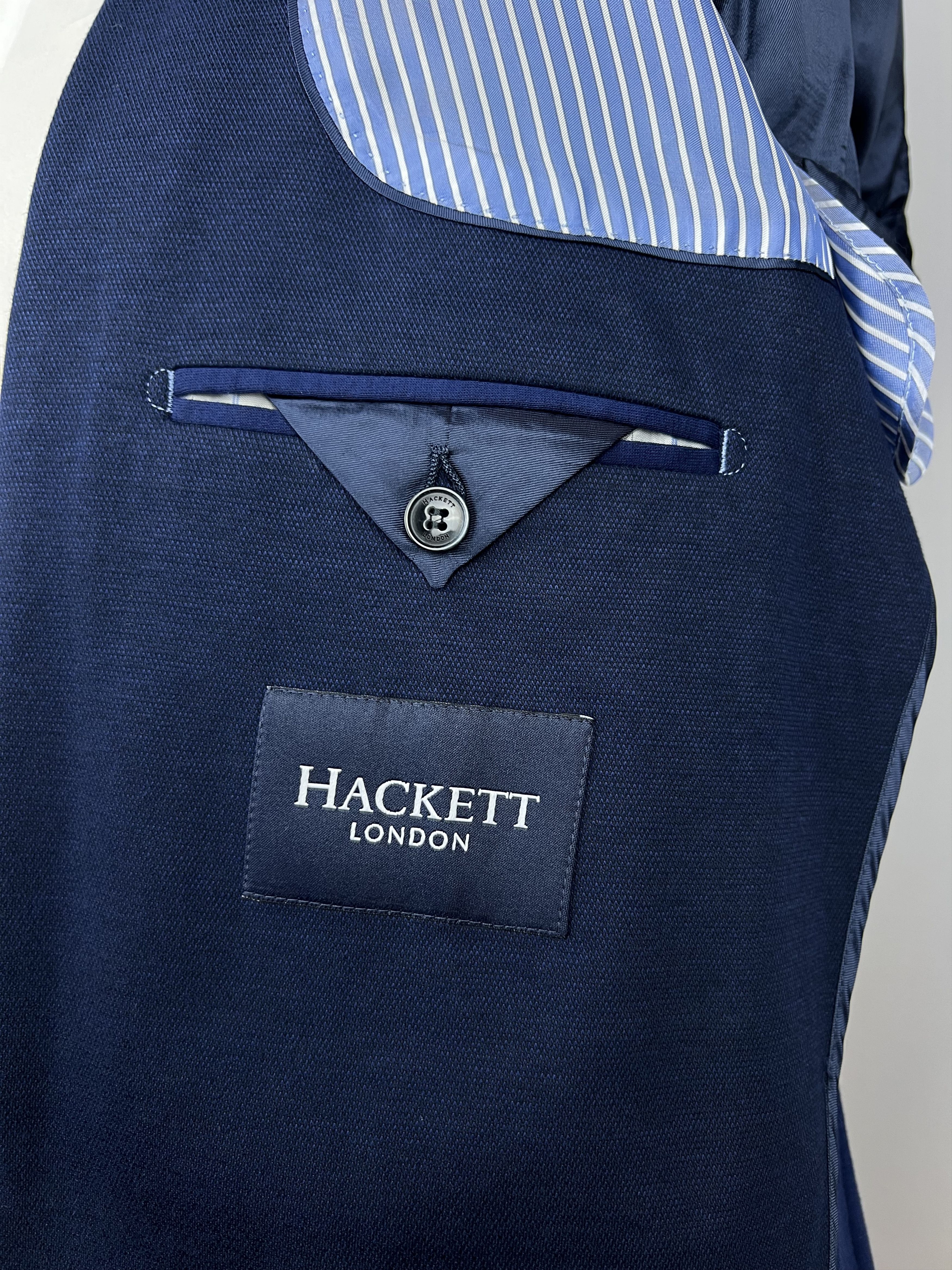 Hackett London Solid Navy-Blue Cotton Blend Half-Lined Sport Coat Size 42R - 10 Thumbnail