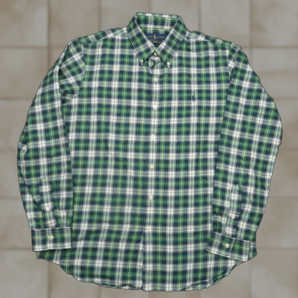 Ralph Lauren Ralph Lauren Shirt Mens Large Green Plaid Classic Fit Flannel Button-Up Size US L / EU 52-54 / 3 - 1 Thumbnail