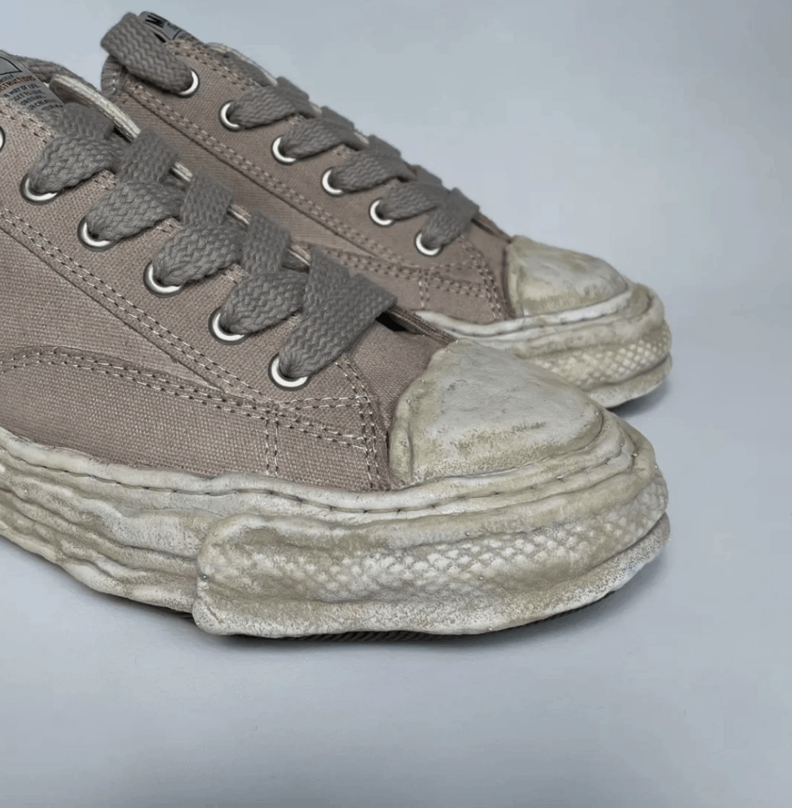 Maison MIHARA YASUHIRO Over Dyed Tan Canvas ‘Peterson’ Trainers Size US 12 / EU 45 - 3 Thumbnail