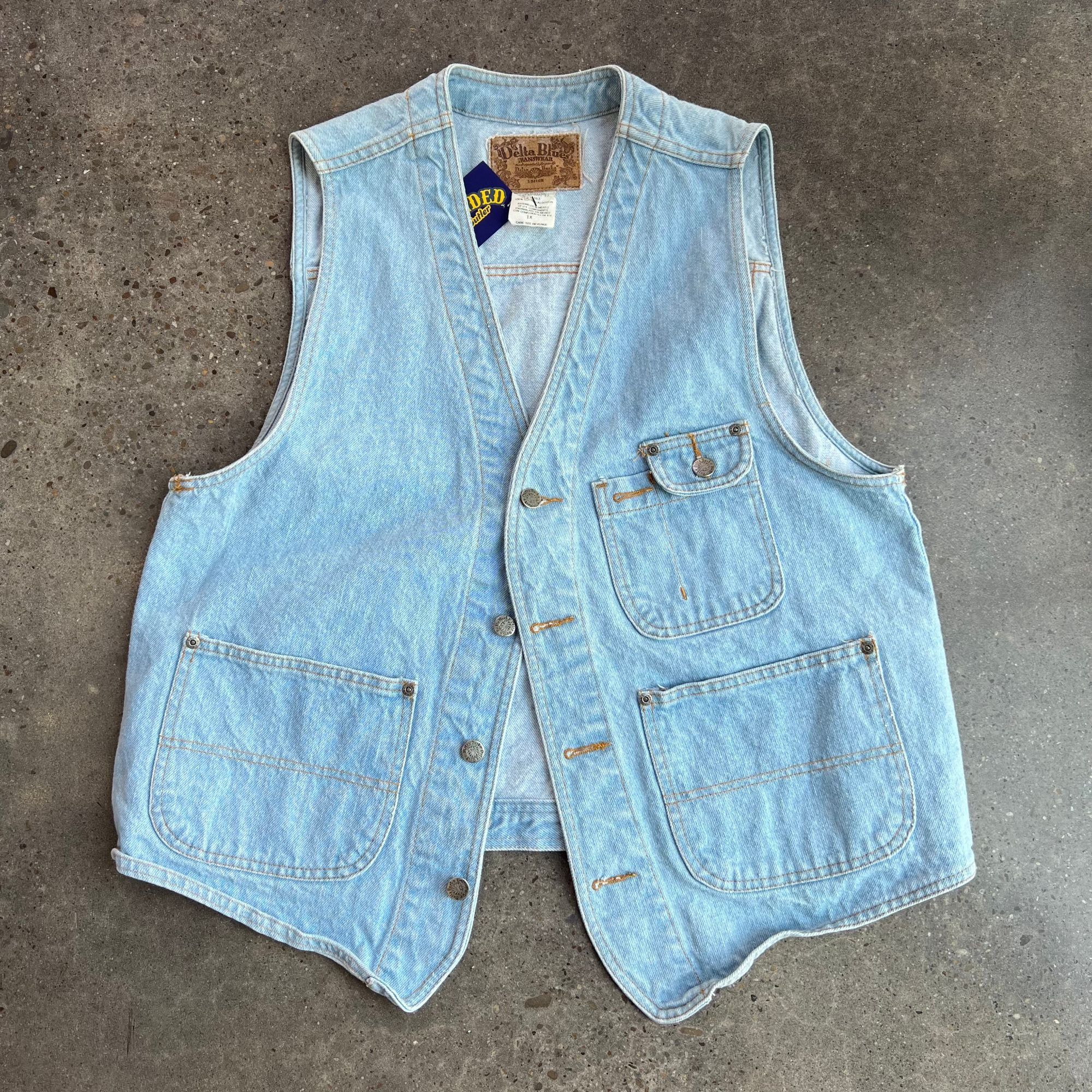 Vintage Vintage Delta Blues Jean Vest Size XL / US 12-14 / IT 48-50 - 2 Thumbnail