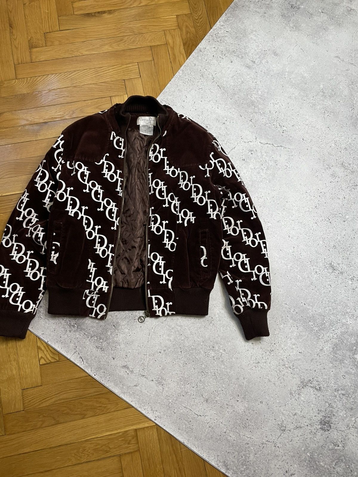 Designer × Vintage VTG Dior Bootleg Monogram Velvet Zip Jacket Brown Size S / US 4 / IT 40 - 3 Thumbnail