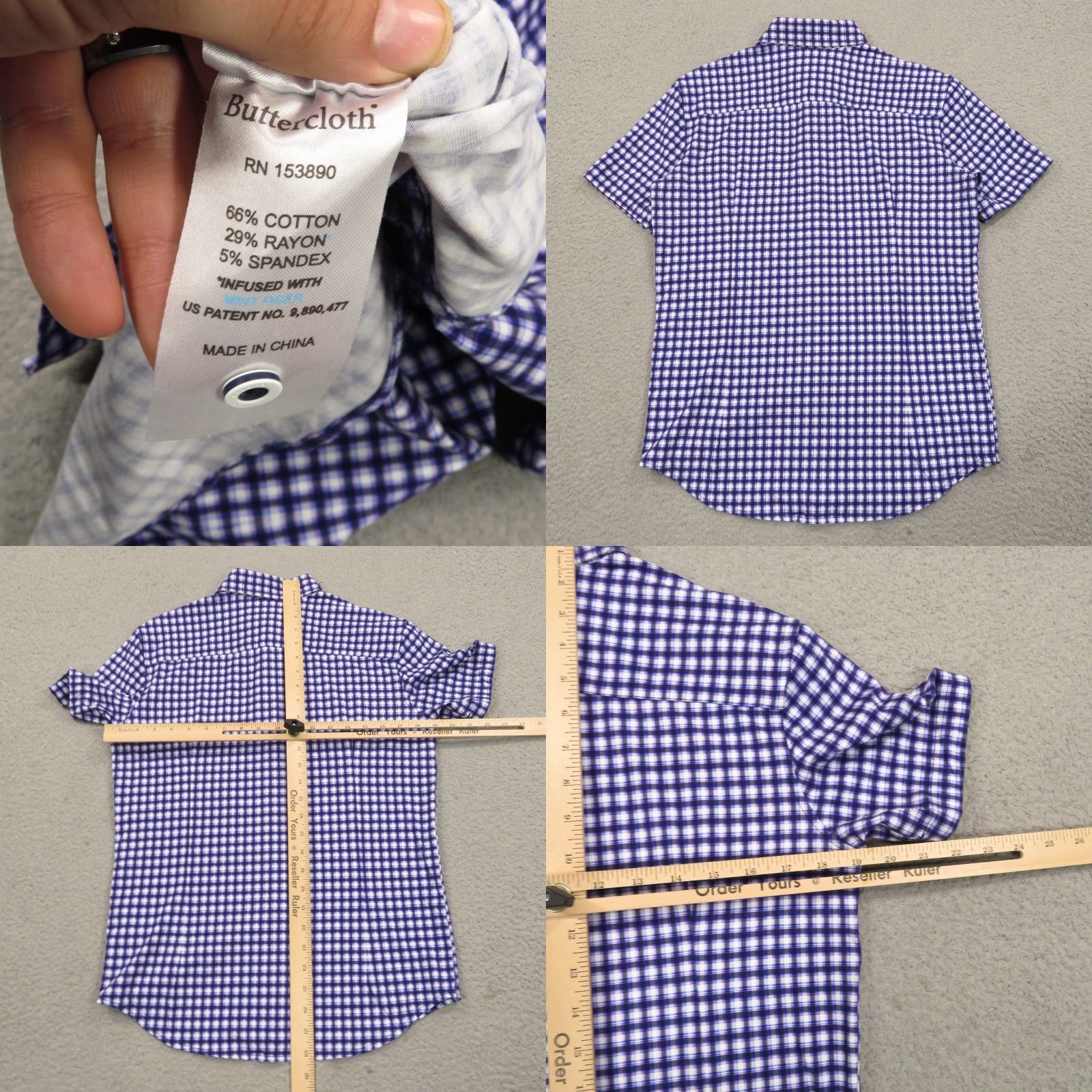 Vintage Buttercloth Shirt Mens Small SLIM Icy Cotton Performance Cooling Plaid Blue Flex Size US S / EU 44-46 / 1 - 8 Thumbnail