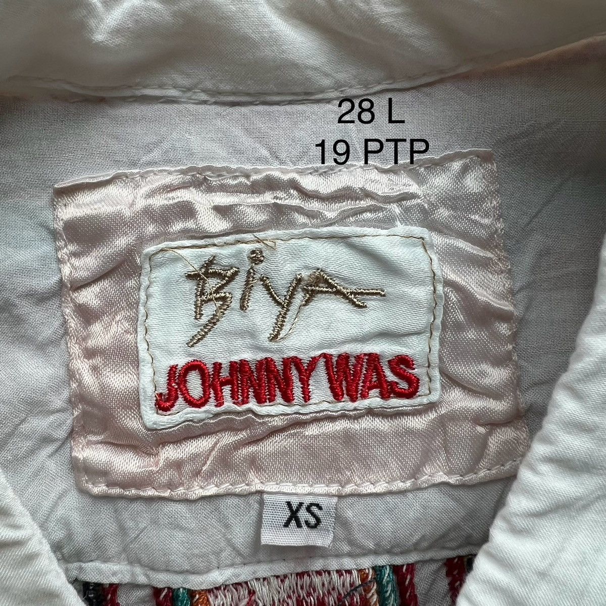 Johnny Was Astry Blouse Women's XS White Rayon Embroidered