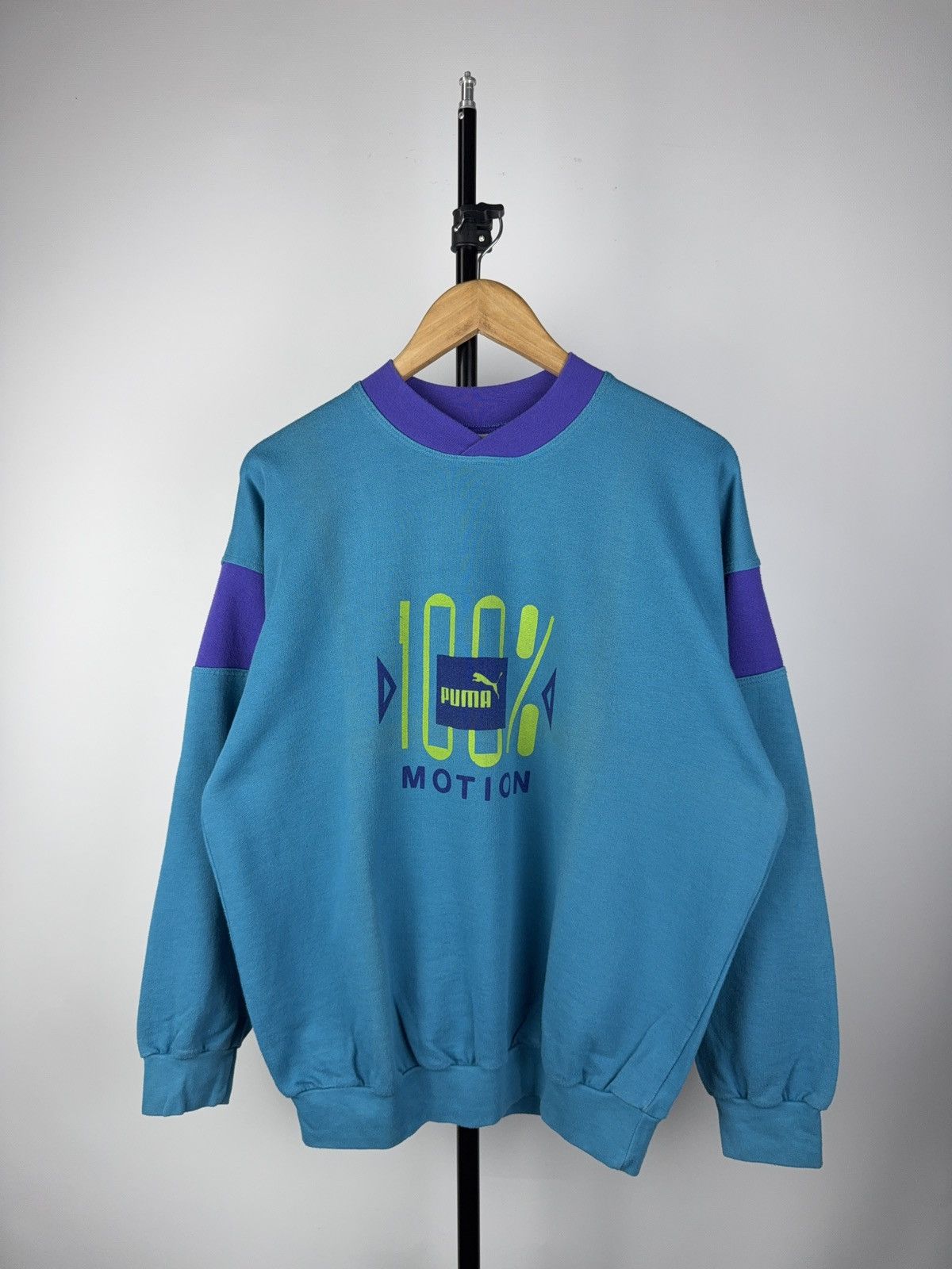 Puma × Vintage Vintage PUMA 100% Motion Sweatshirt Blue Purple 90s Style Size US M / EU 48-50 / 2 - 1 Thumbnail