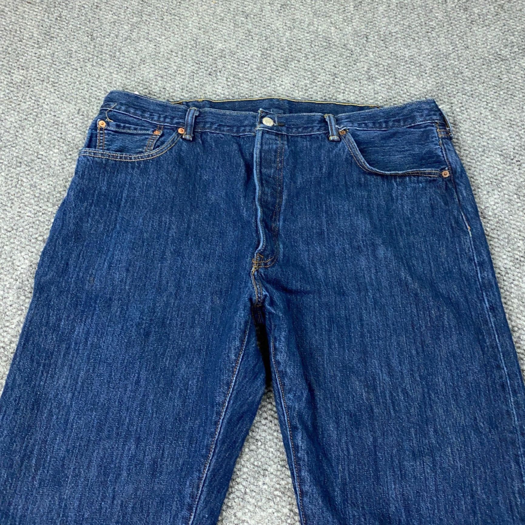 Levi's Levi's 501 Jeans Mens 42x32 Dark Blue Straight Denim Regular Fit 5-Pocket Distressed Size US 42 / EU 58 - 2 Thumbnail