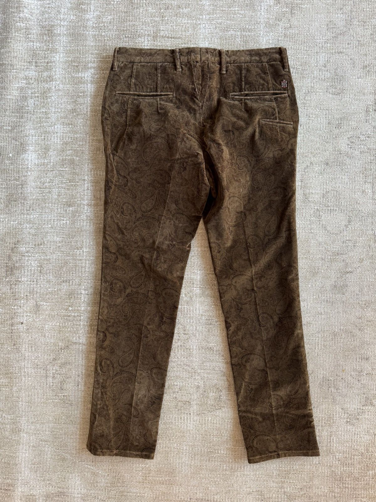 Incotex Brown Paisley velvet Incotex slim fit pants sz 33 or 34 Size US 33 - 7 Thumbnail