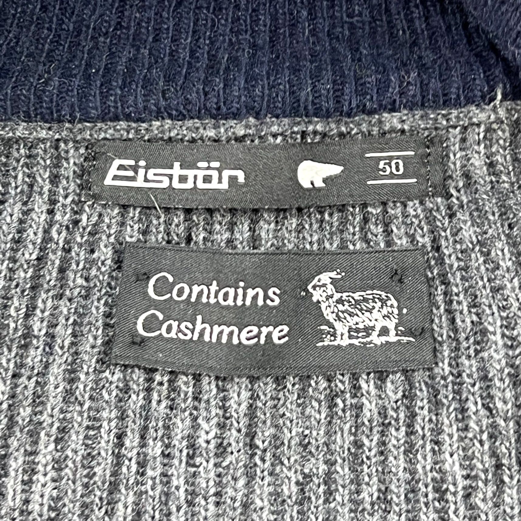 Vintage Eisbar Sweater Mens Size 50 Gray Full Zip Wool Cashmere Viscose Knit Pullover Long Sleeve Turtleneck Regular Fit Mens Size US L / EU 52-54 / 3 - 4 Thumbnail