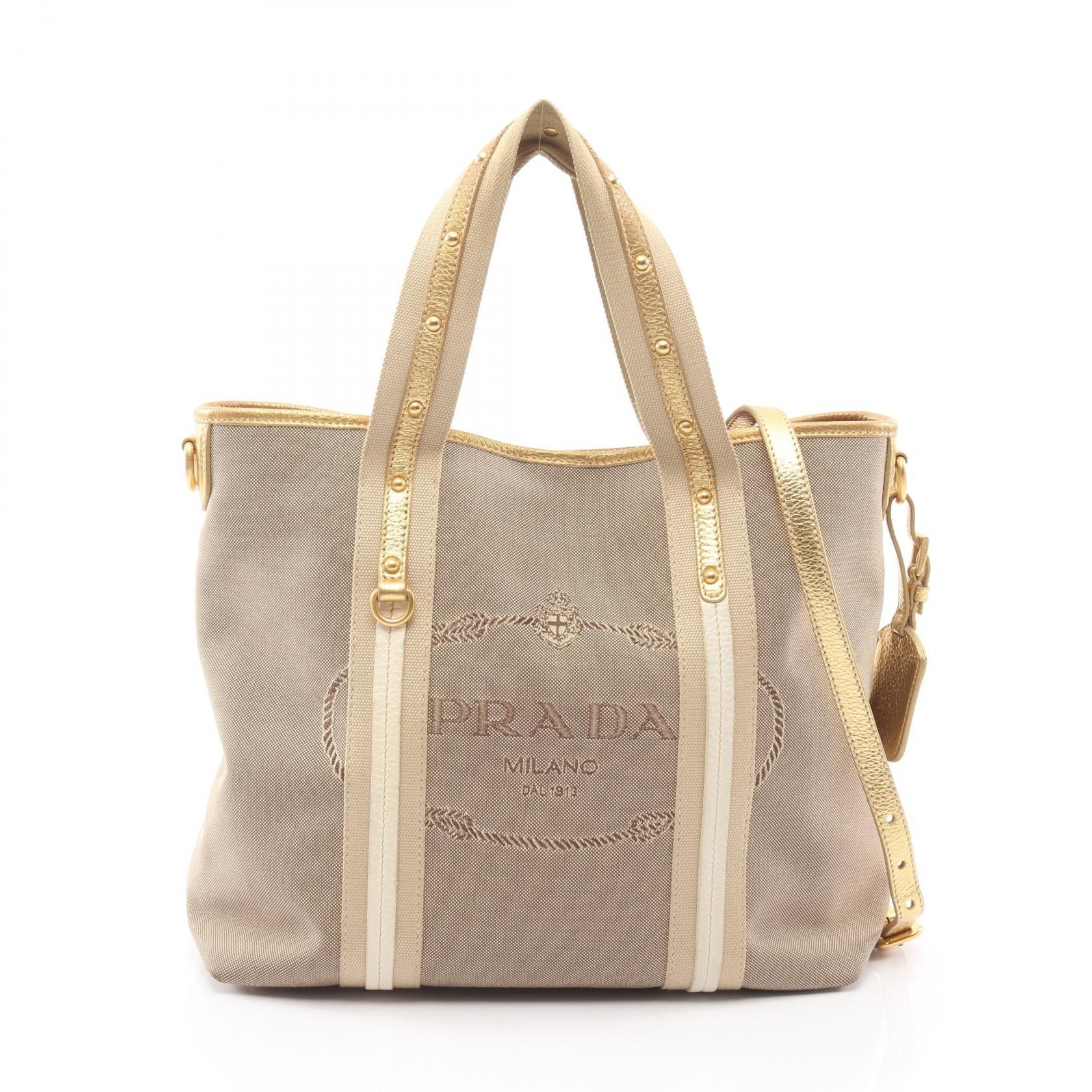 Prada Prada Prada Logo Jacquard Leather Handbag Textile Handbag BN1453 DUTY FREE for USA Size ONE SIZE - 1 Thumbnail