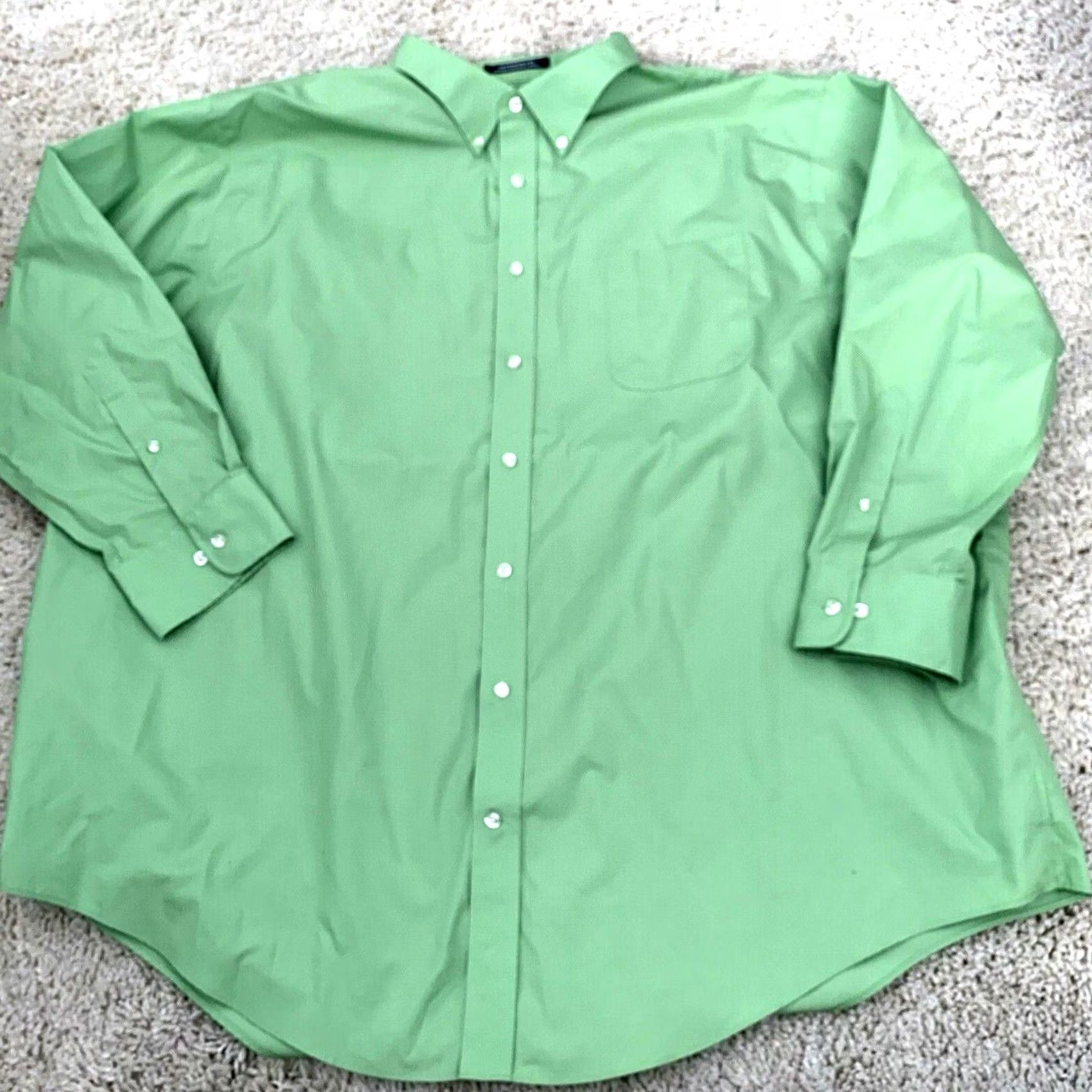 Lands' End Lands' End Outfitters Shirt Mens BIG Green No Iron 100% Cotton Broadcloth Size US XXL / EU 58 / 5 - 7 Thumbnail