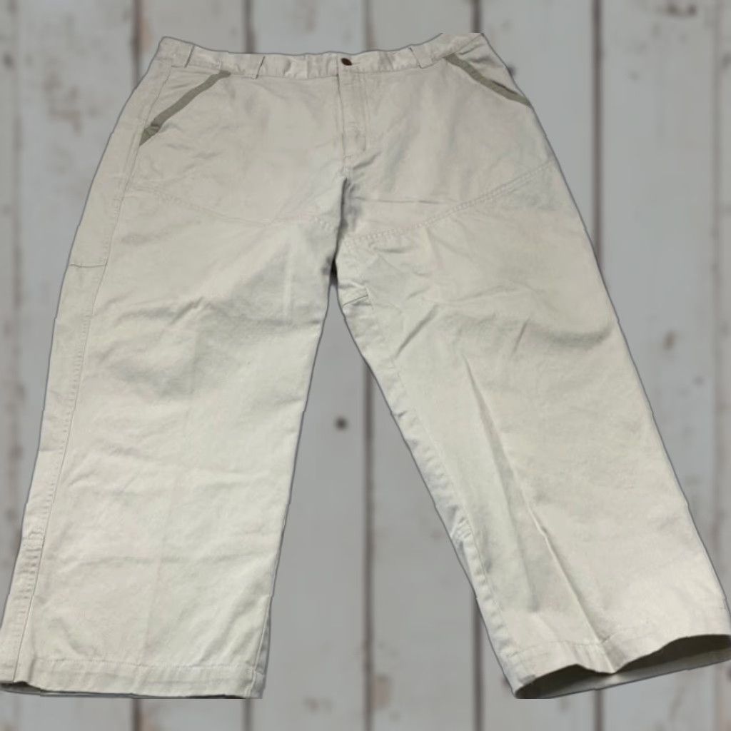 Orvis VINTAGE Orvis Mens 38x25.5 Heavy Cotton Twill Pants Trousers Khakis 8473 Tan Ivory Casual Workwear 90s Retro USA Mens Size US 38 / EU 54 - 1 Thumbnail