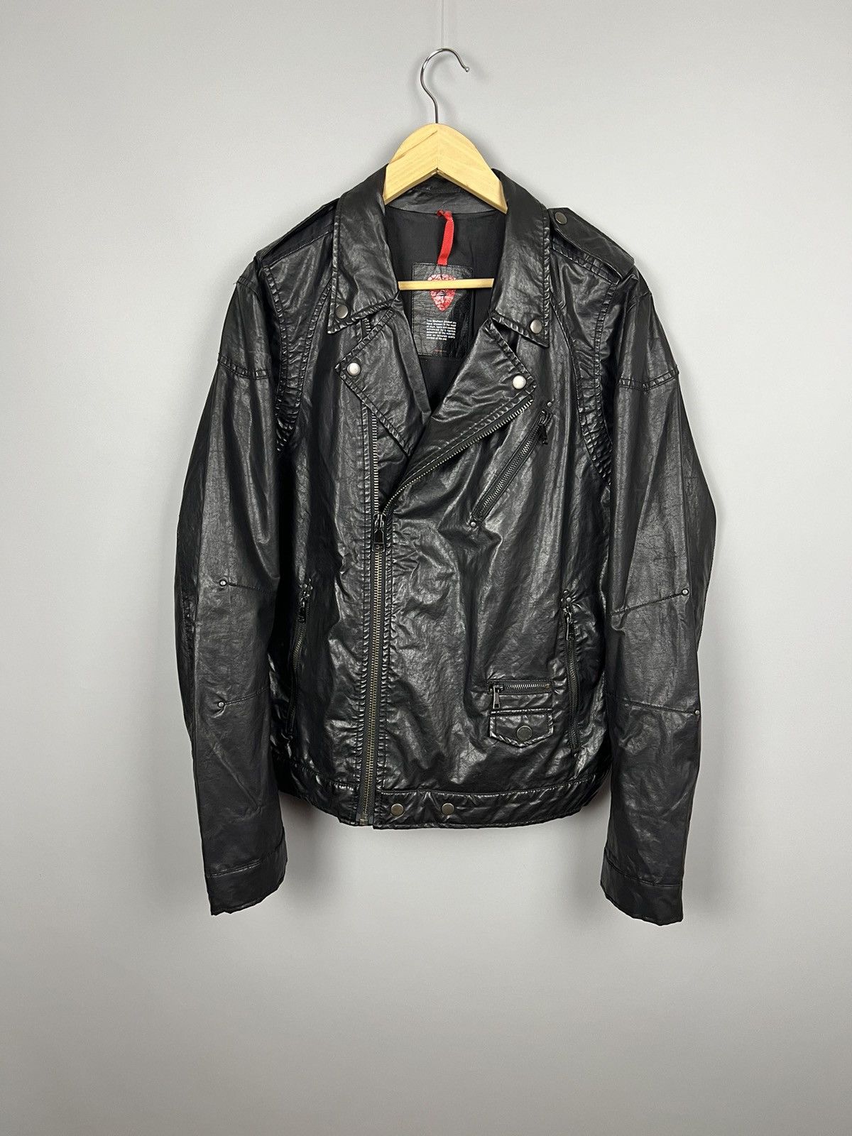 Strellson Strellson Swiss Cross mens motorcycle waxed cotton jacket Size US XL / EU 56 / 4 - 1 Thumbnail