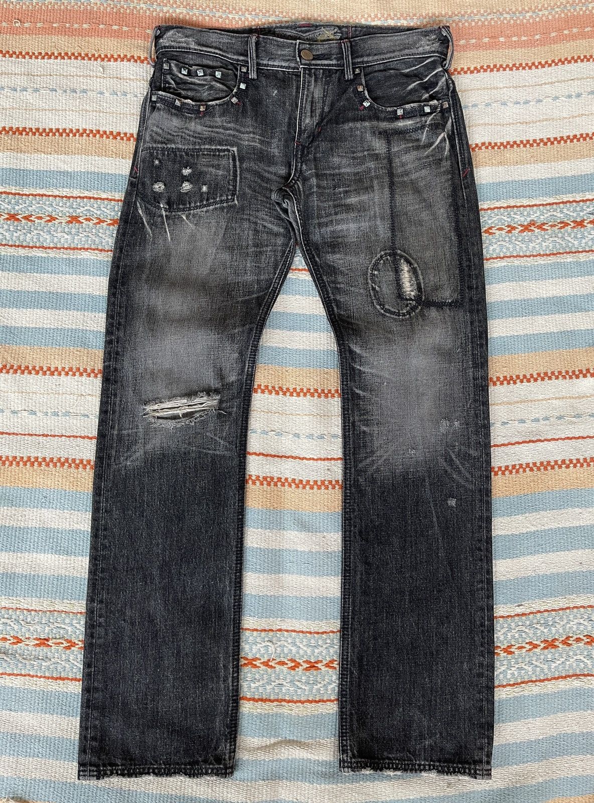 Cout de la Liberte Vintage🔥LIBERTO🔥Distressed Patchwork Denim Size US 36 / EU 52 - 1 Thumbnail
