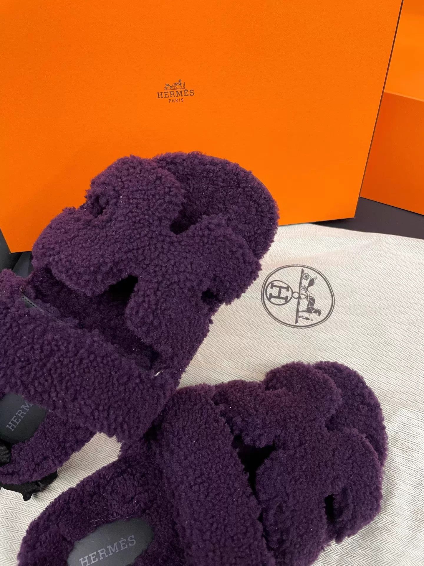 Hermes Hermes Fur Open-Toe Velcro Slip-On Mule Purple 39 Size US 8.5 / IT 38.5 - 5 Thumbnail