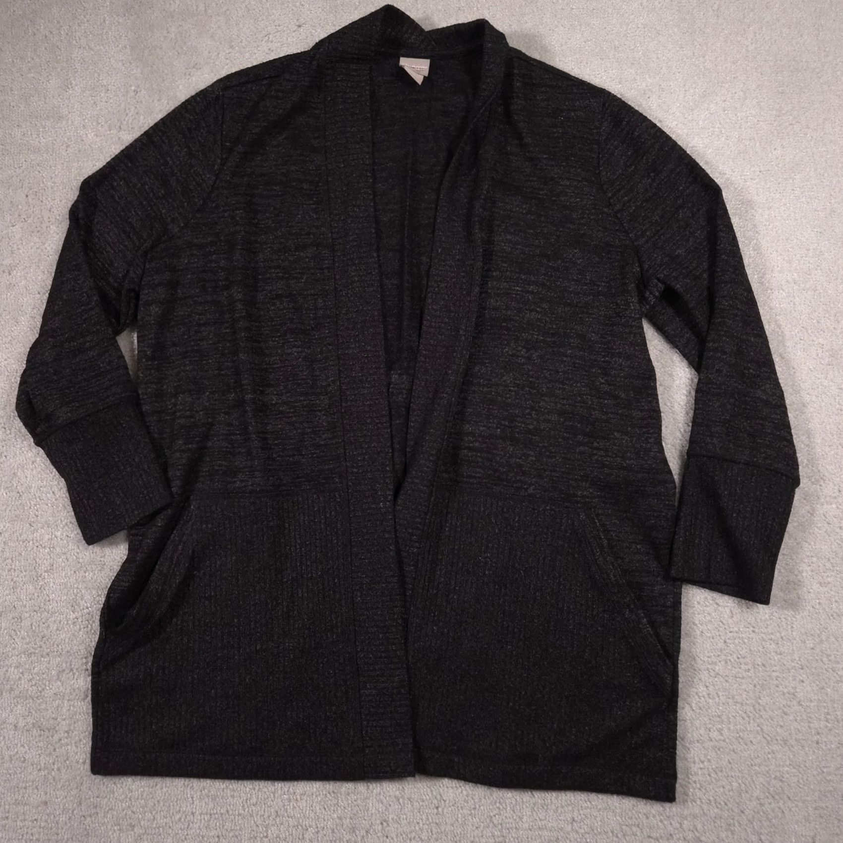 Vintage Chico'S Cardigan Sweater Womens 16/18 Black Open Front Knit Pockets Zenergy Size XXL / US 16-18 / IT 52-54 - 3 Thumbnail