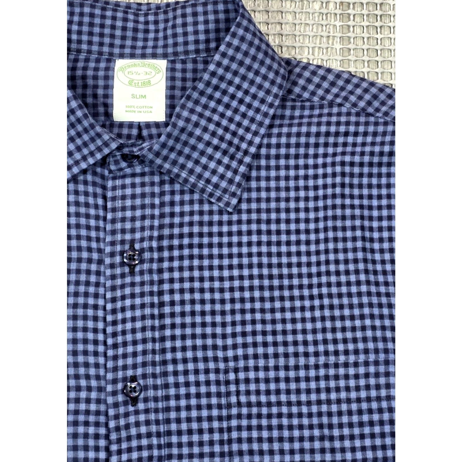 Brooks Brothers Brooks Brothers Slim Fit Blue Shirt Men 15.5-32 Button Up Gingham Check USA Made Dress Shirt Size US L / EU 52-54 / 3 - 3 Thumbnail