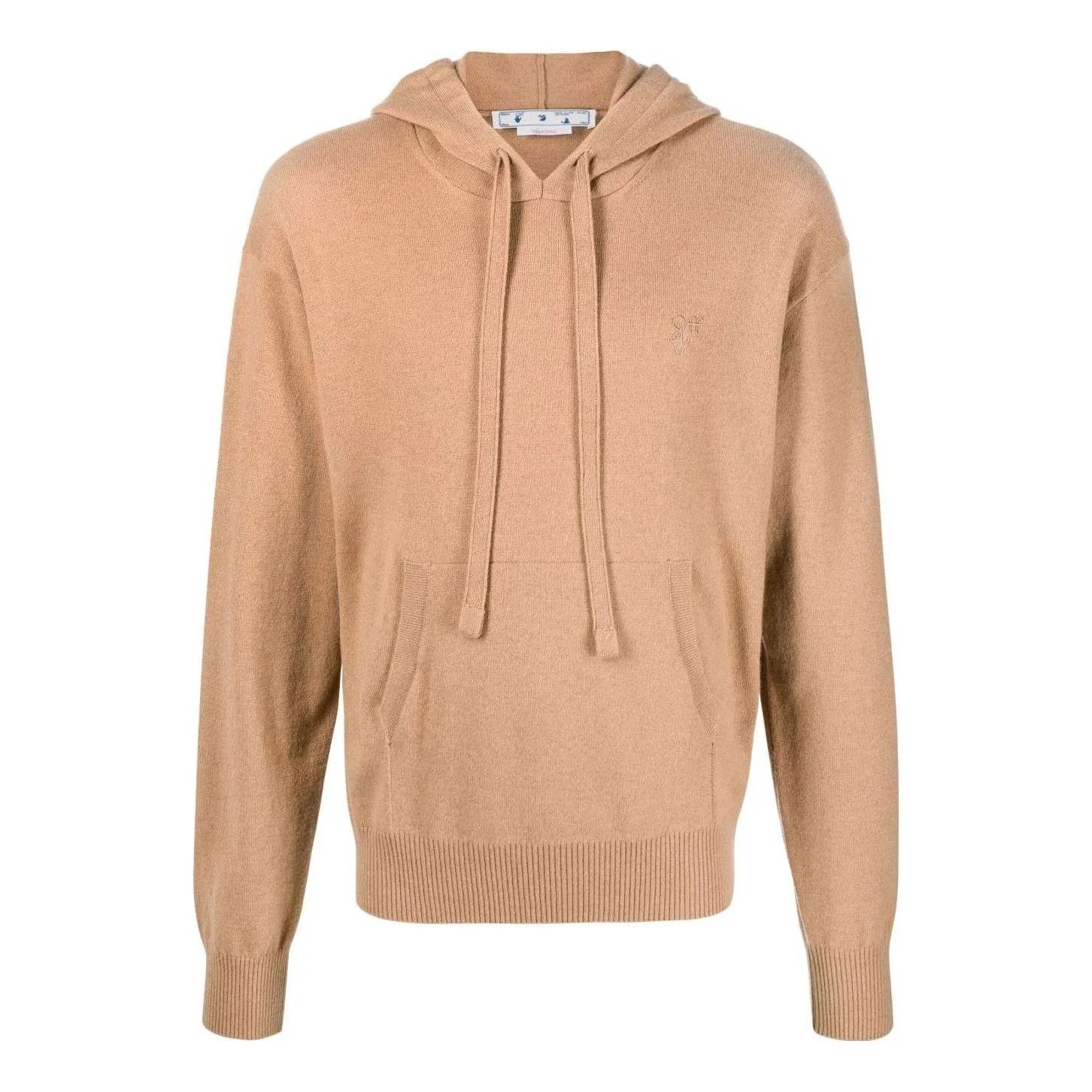 Off-White o1gr1nt0125 Hand Off Basic Cashm Knit Hoodie in Dark Sand Size US XL / EU 56 / 4 - 1 Thumbnail