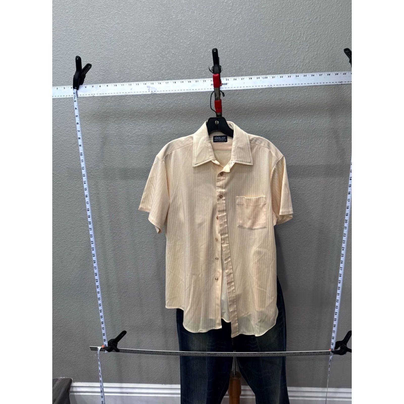 Blair 1980's Blair Satin Stripe SHORT SLEEVE BUTTON UP SHIRT Multicolor Large L Mens Size US L / EU 52-54 / 3 - 2 Thumbnail