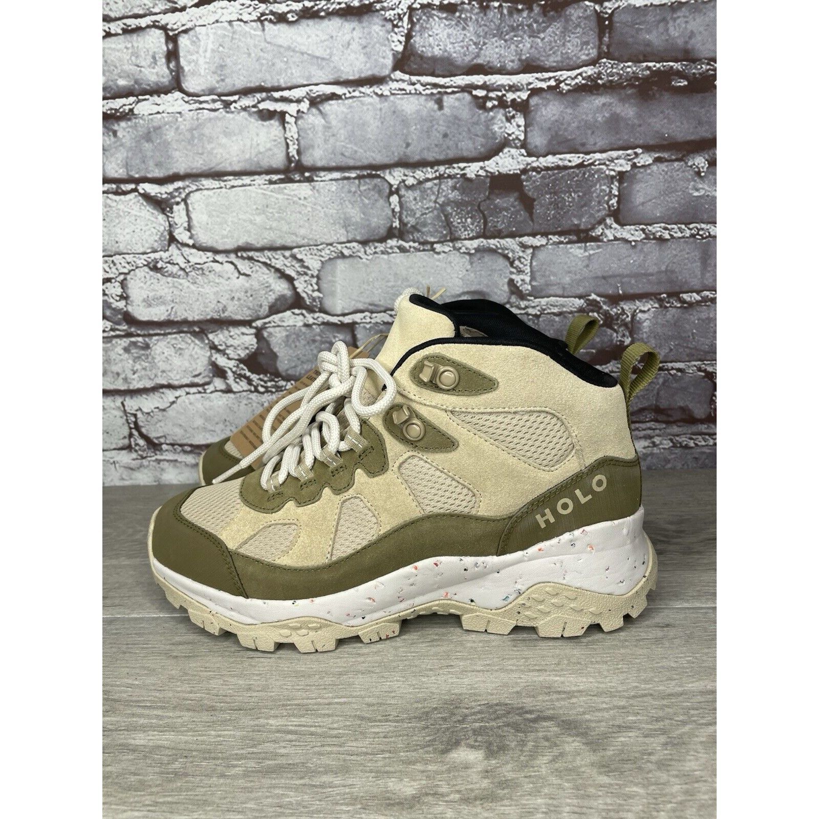 Halo Holo Footwear Troy Eco Leather Mid WP Hiking Boots Khaki Wom Size US 9 / IT 39 - 1 Thumbnail