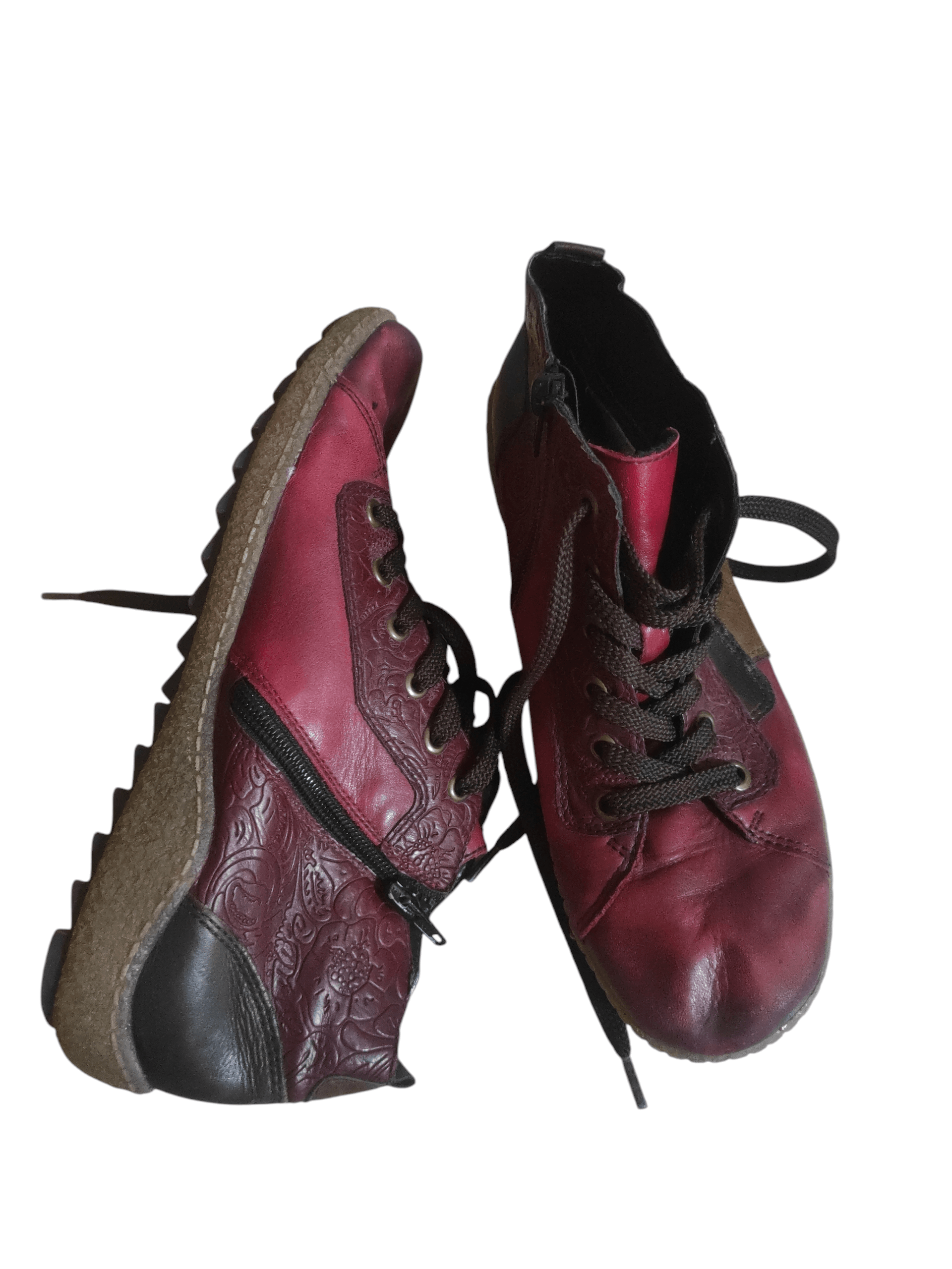 Other Remonte Women Lace-Up Casual Burgundy leather Shoes Size US 7.5 / IT 37.5 - 6 Thumbnail