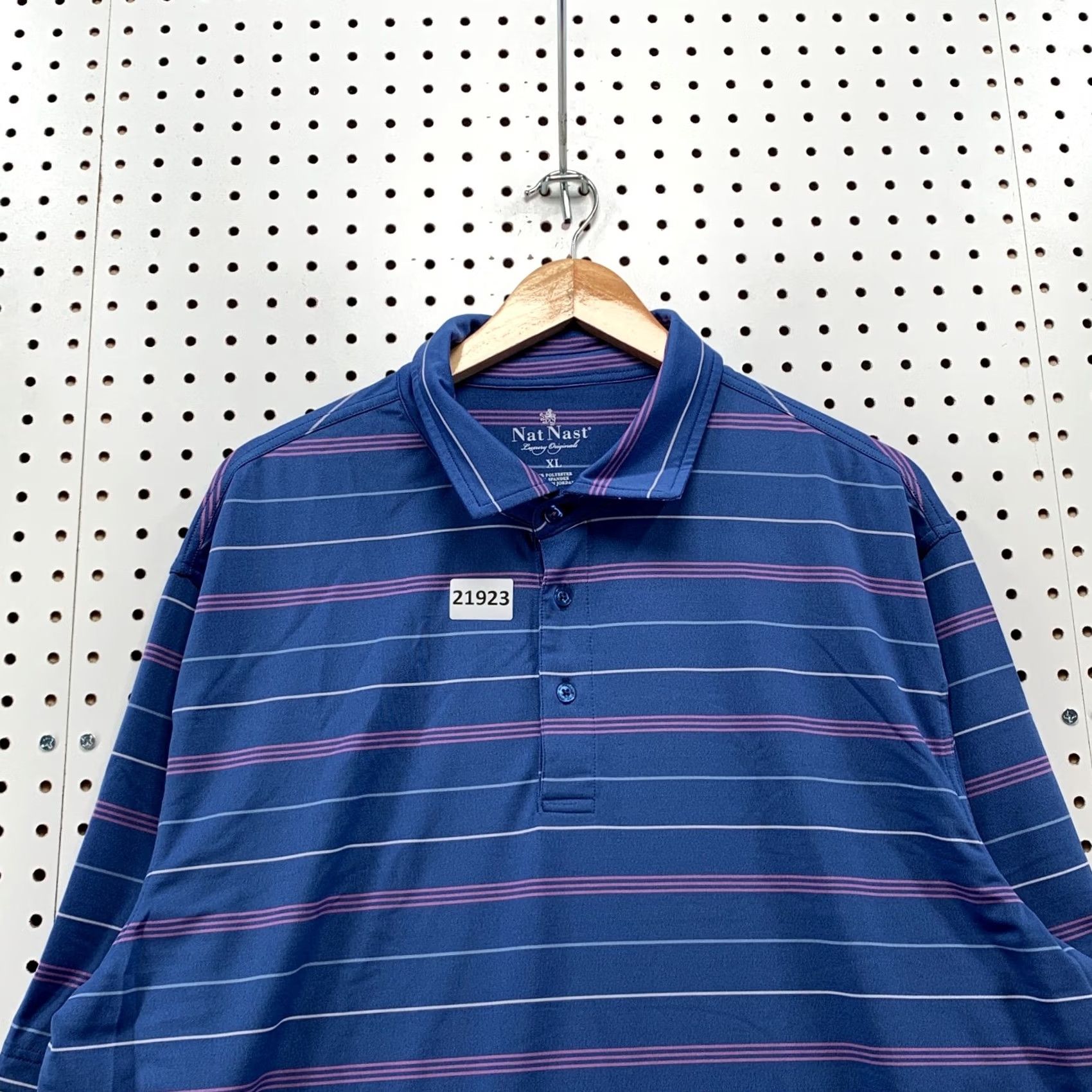 Nat Nast Nat Nast Luxury Originals Polo Shirt Blue Pink Striped MEns XL 25.5x33 Size US XL / EU 56 / 4 - 7 Thumbnail