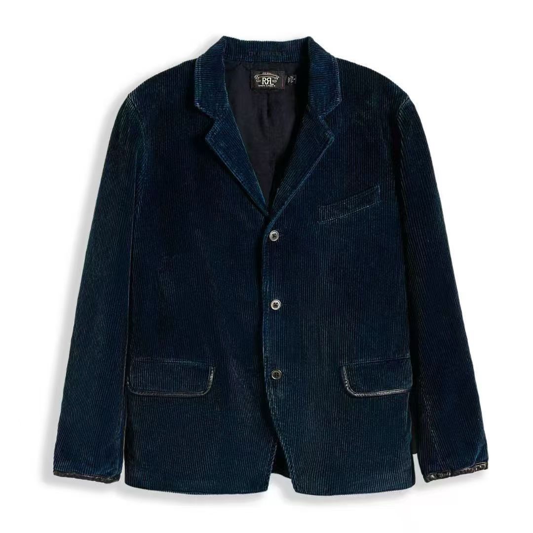 INDIGO DOTSTRIPE TWILL ENGINEER COAT Indigo Dot-Stripe Twill