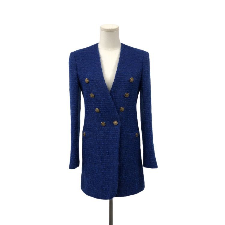 Saint Laurent Paris Saint Laurent Blue Textured Wool Mohair Blazer Size F40 Size M / US 6-8 / IT 42-44 - 1 Thumbnail