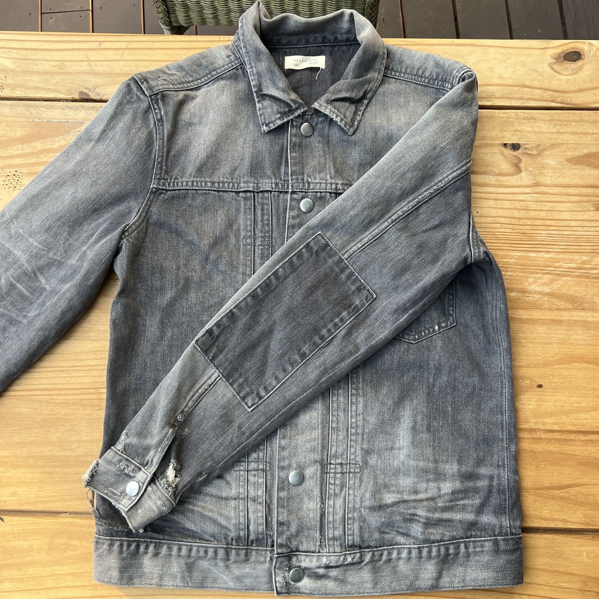 Allsaints ALLSAINTS Gambola Gray Distressed Denim Jacket Size US M / EU 48-50 / 2 - 4 Thumbnail