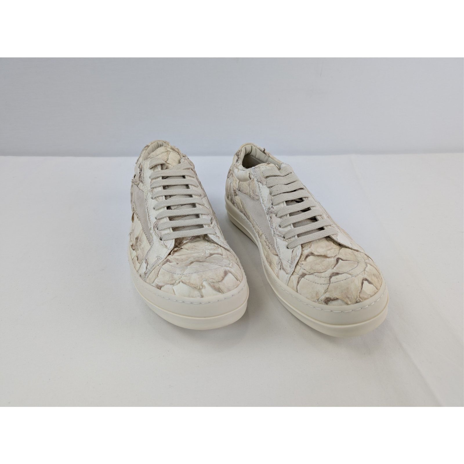 Rick Owens o1rshd1 Leather Vintage Sneakers in Natural / Milk / Milk Size US 7 / EU 40 - 6 Thumbnail