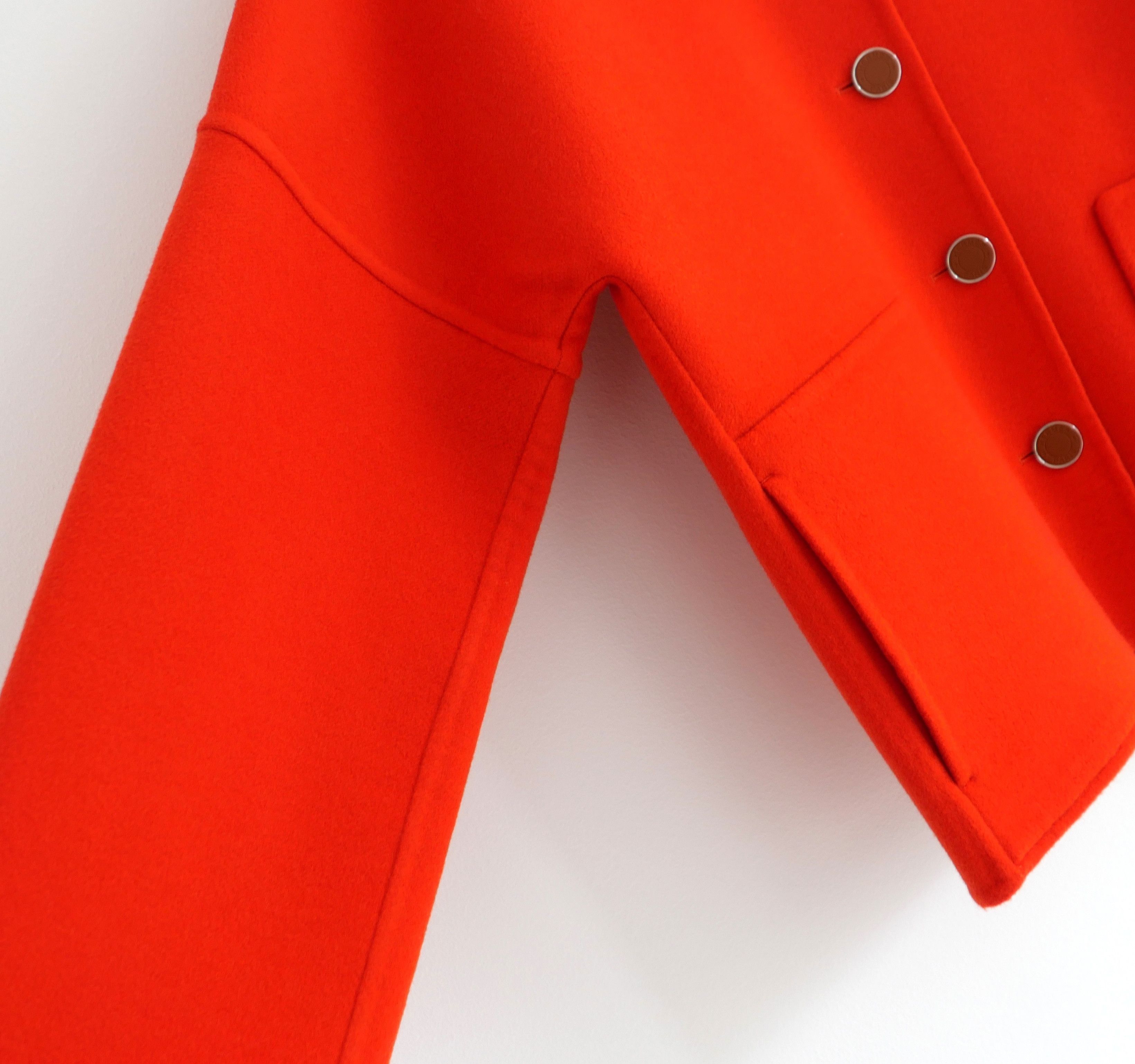 Hermes Hermes Rouge Cornaline Double Faced Cashmere Jacket Size XS / US 0-2 / IT 36-38 - 5 Thumbnail