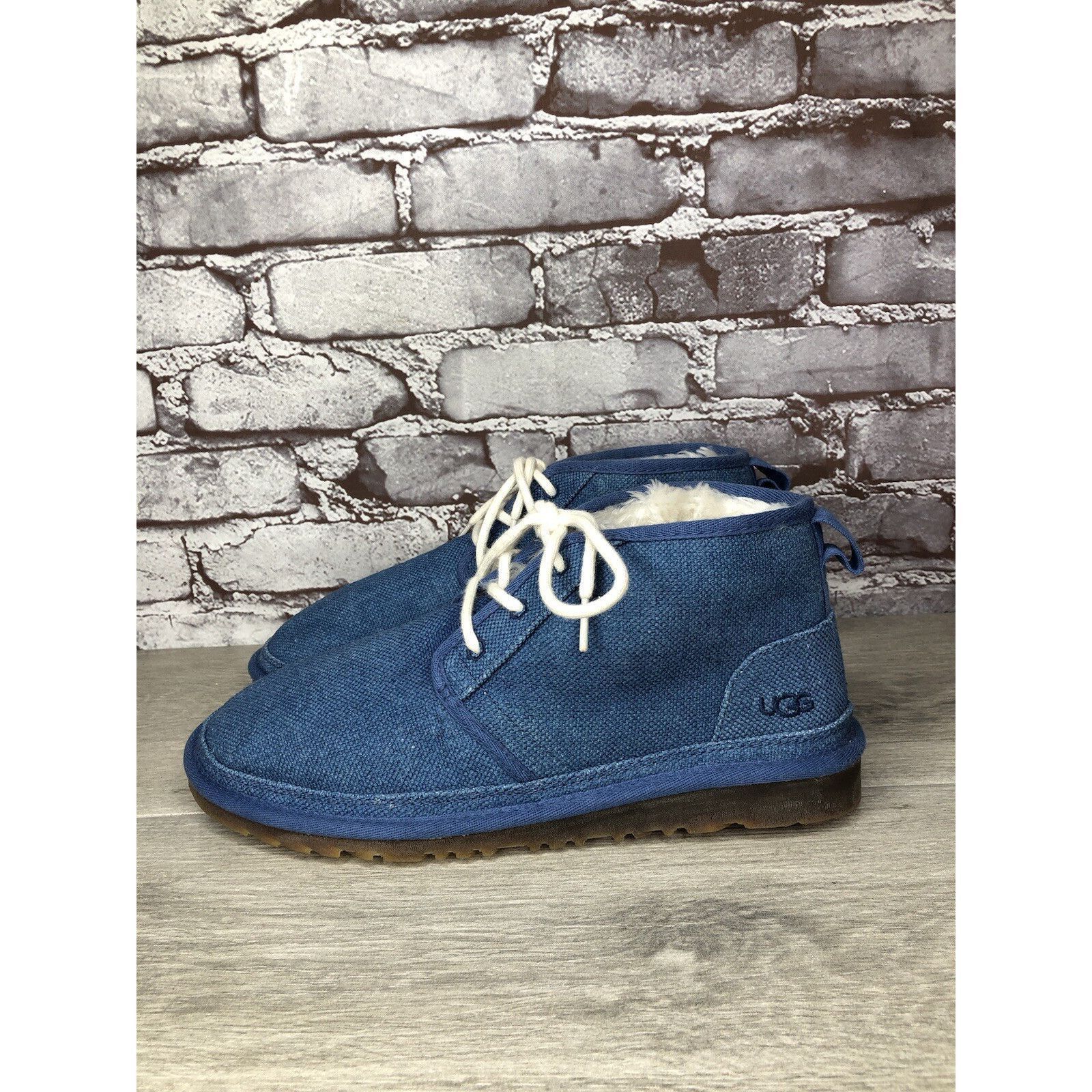 Ugg UGG Neumel Blue Fabric Fur WHT Lace Up Chukka Boots Men Sz 4 Size US 10 / EU 43 - 16 Thumbnail
