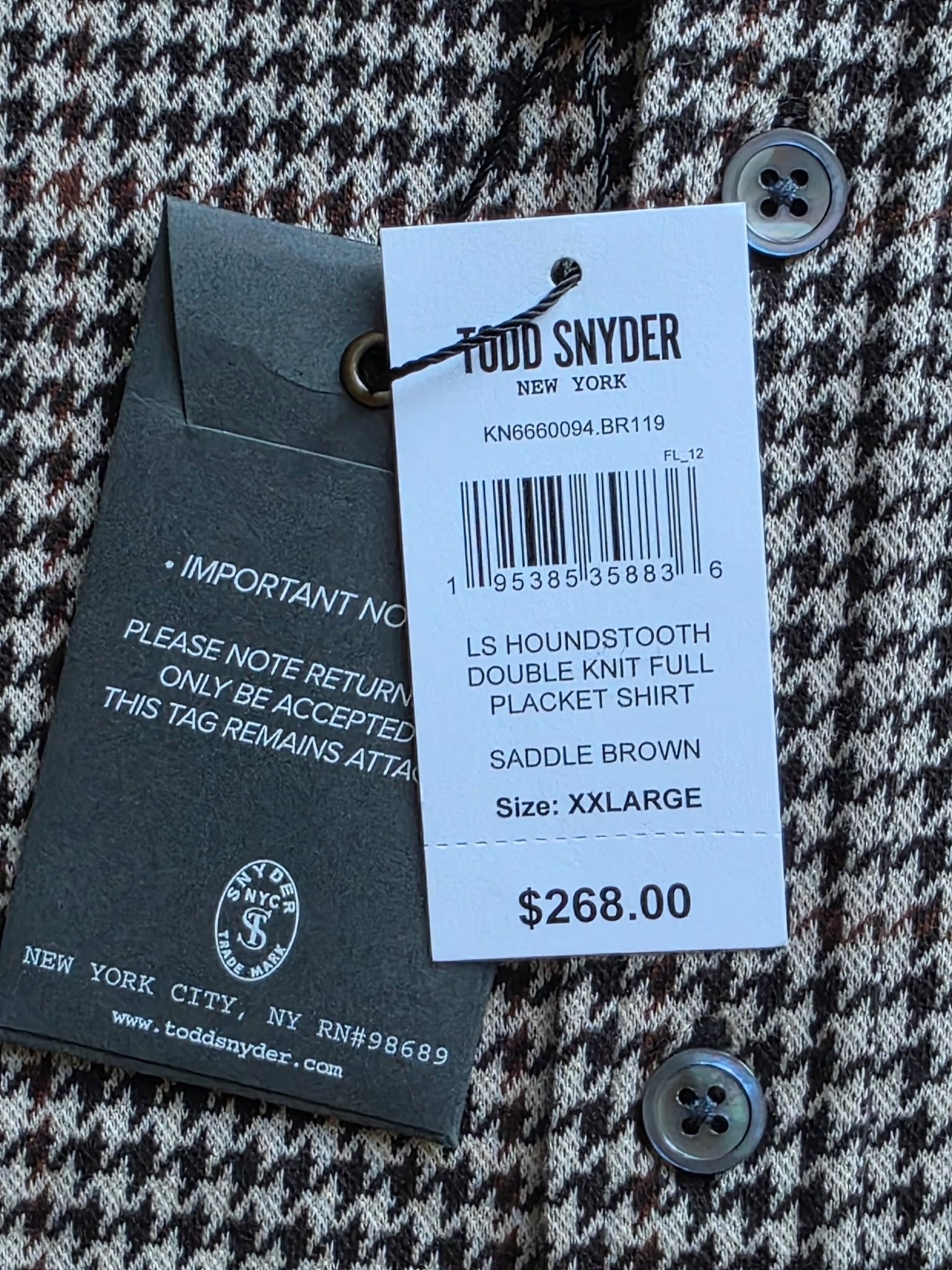 Todd Snyder Todd Snyder Houndstooth Plaid Overshirt - Brown - XXL (NWT) Size US XXL / EU 58 / 5 - 3 Thumbnail