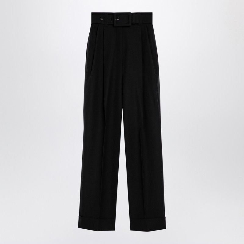 Max Mara Pianoforte Black Grain De Poudre Wool Trousers