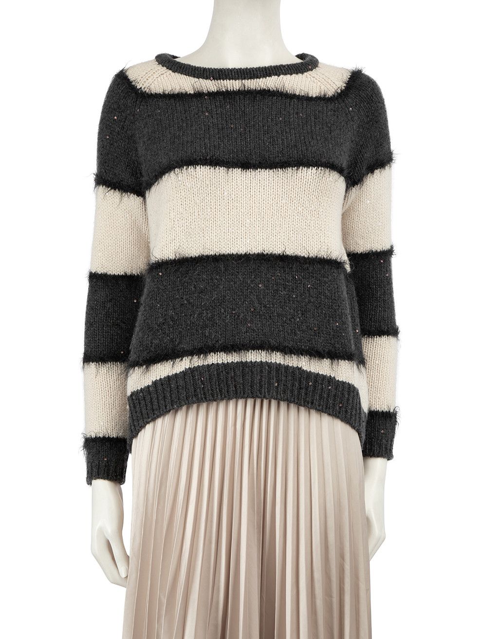 image of Brunello Cucinelli Striped Sequin Accent Jumper, Women's (Size XS)